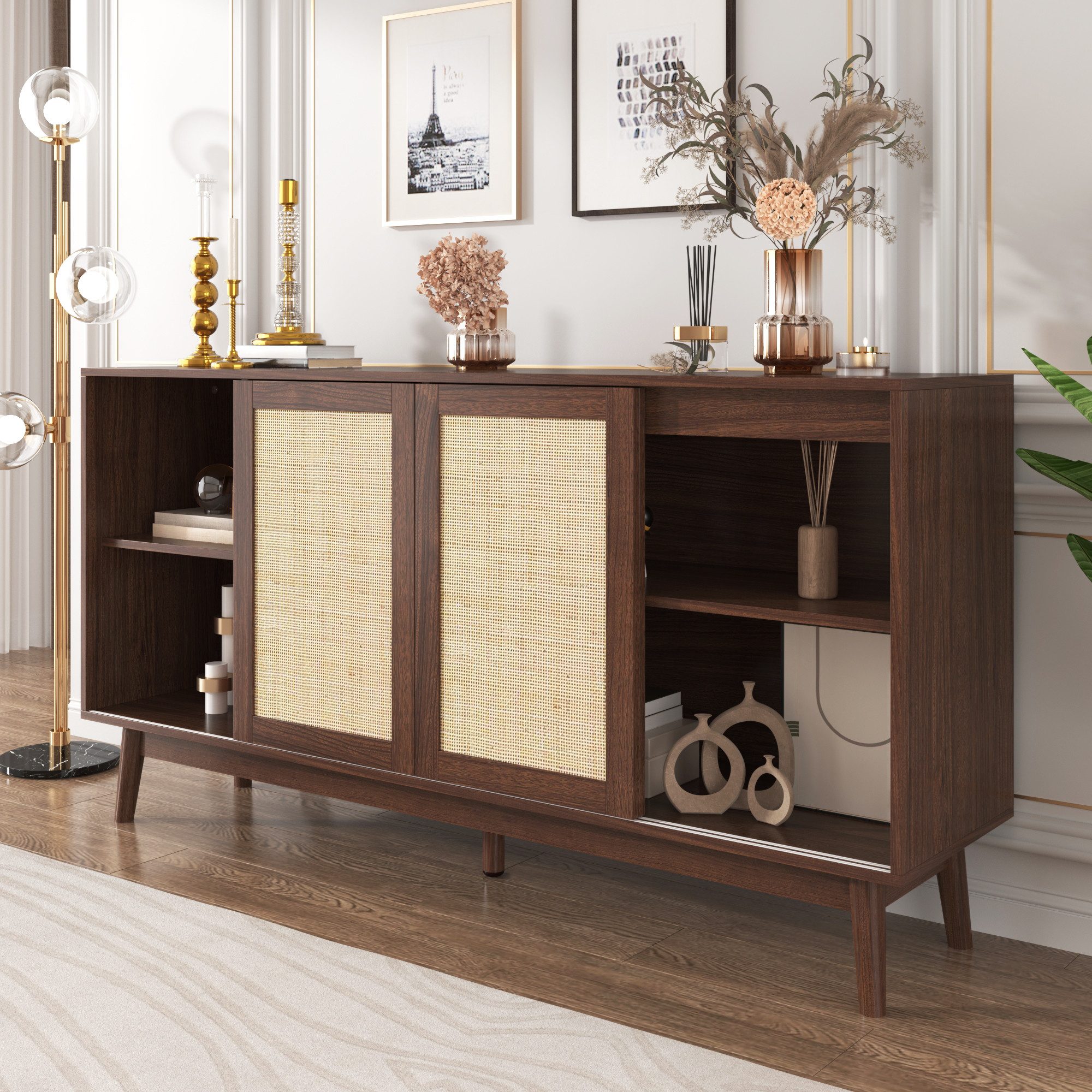SOFTWEARY Sideboard Breite 155 cm, Küchenbuffet, günstig online kaufen