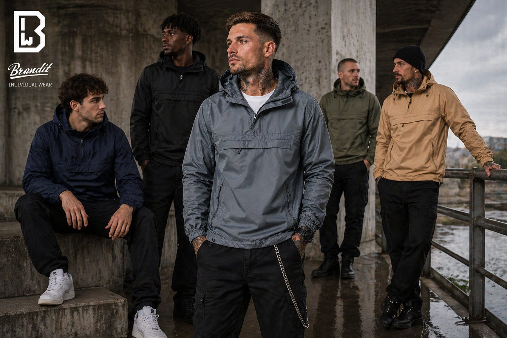 Brandit Allwetterjacke Herren Sommer Windbreaker Jacke US Version Perfekte Passform Hochwertige Verarbeitung,Wasserabweisend