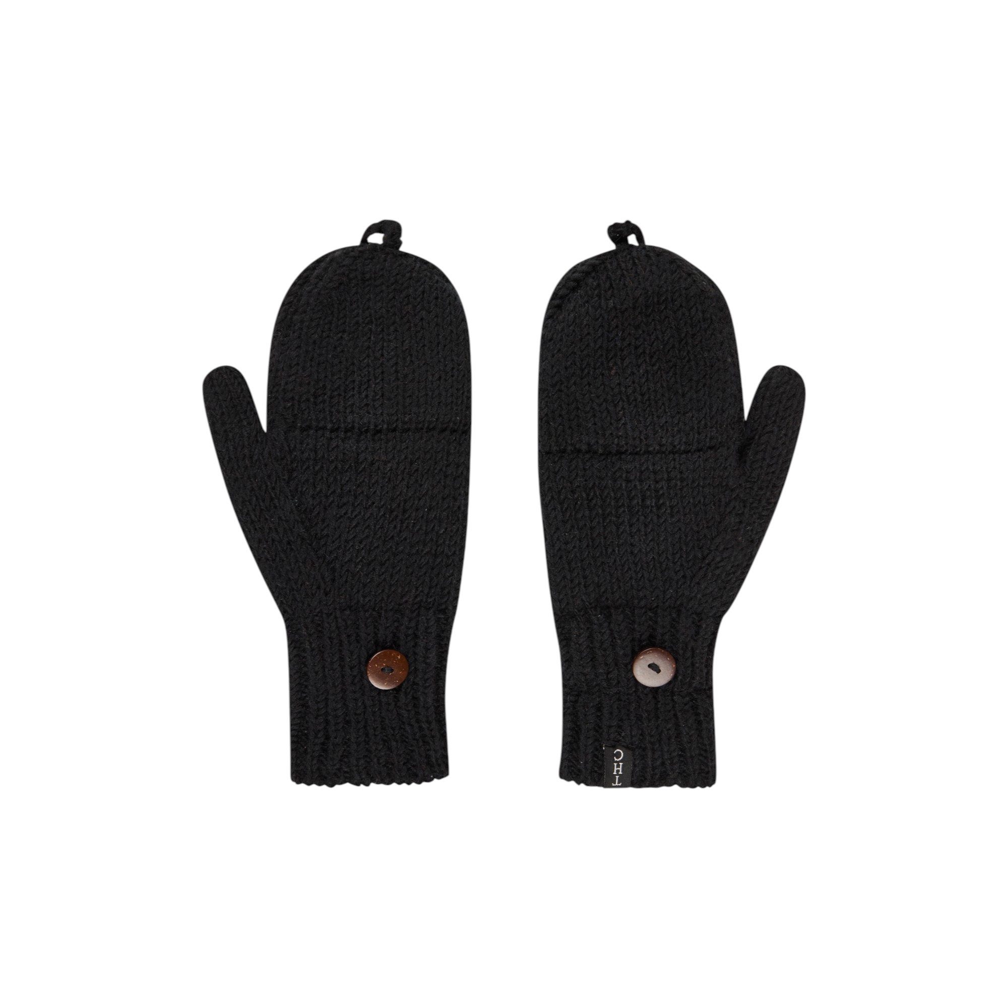 THC Natural Line Strickhandschuhe THC Klapphandschuhe 721 schwarz (1 Paar, 1-St., 1 Paar) abklappbare Fingerspitzen