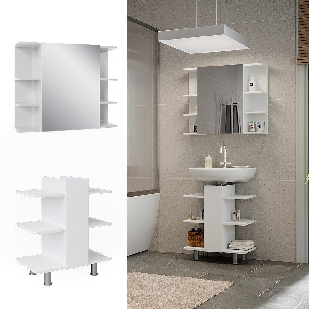 Vicco Badmöbel-Set Fynn, Weiß, 2 Teile, günstig online kaufen