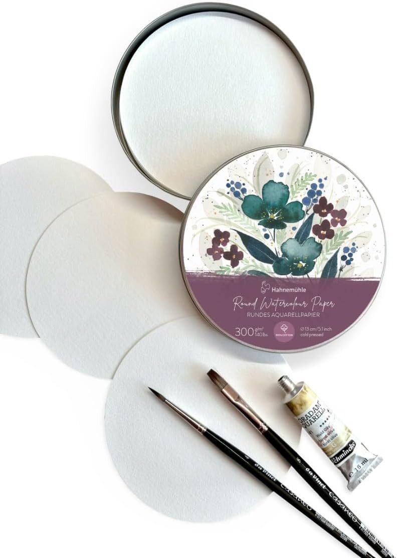 Hahnemühle Aquarellpapier Round Watercolour Paper, 300g/m², Cold Pressed, Durchmesser 13cm