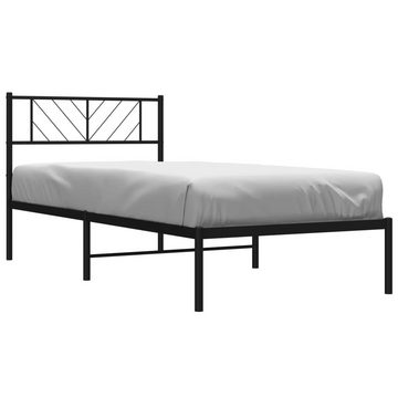 vidaXL Bett Bettgestell mit Kopfteil Metall Schwarz 75x190 cm