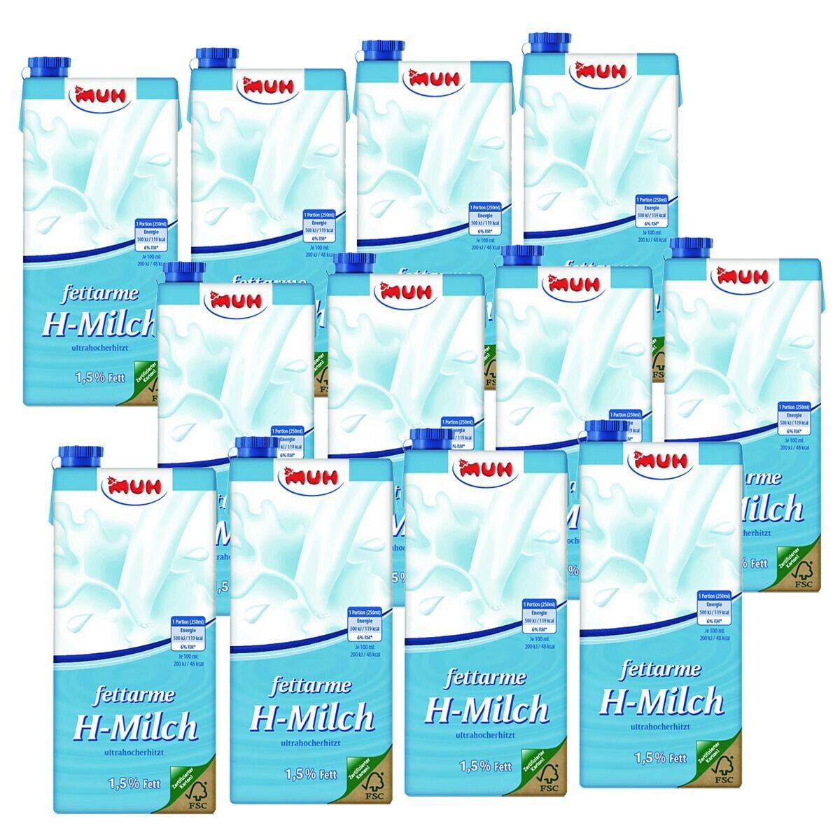 MUH Milch H-Milch 1,5% Fett, 12x 1 Liter