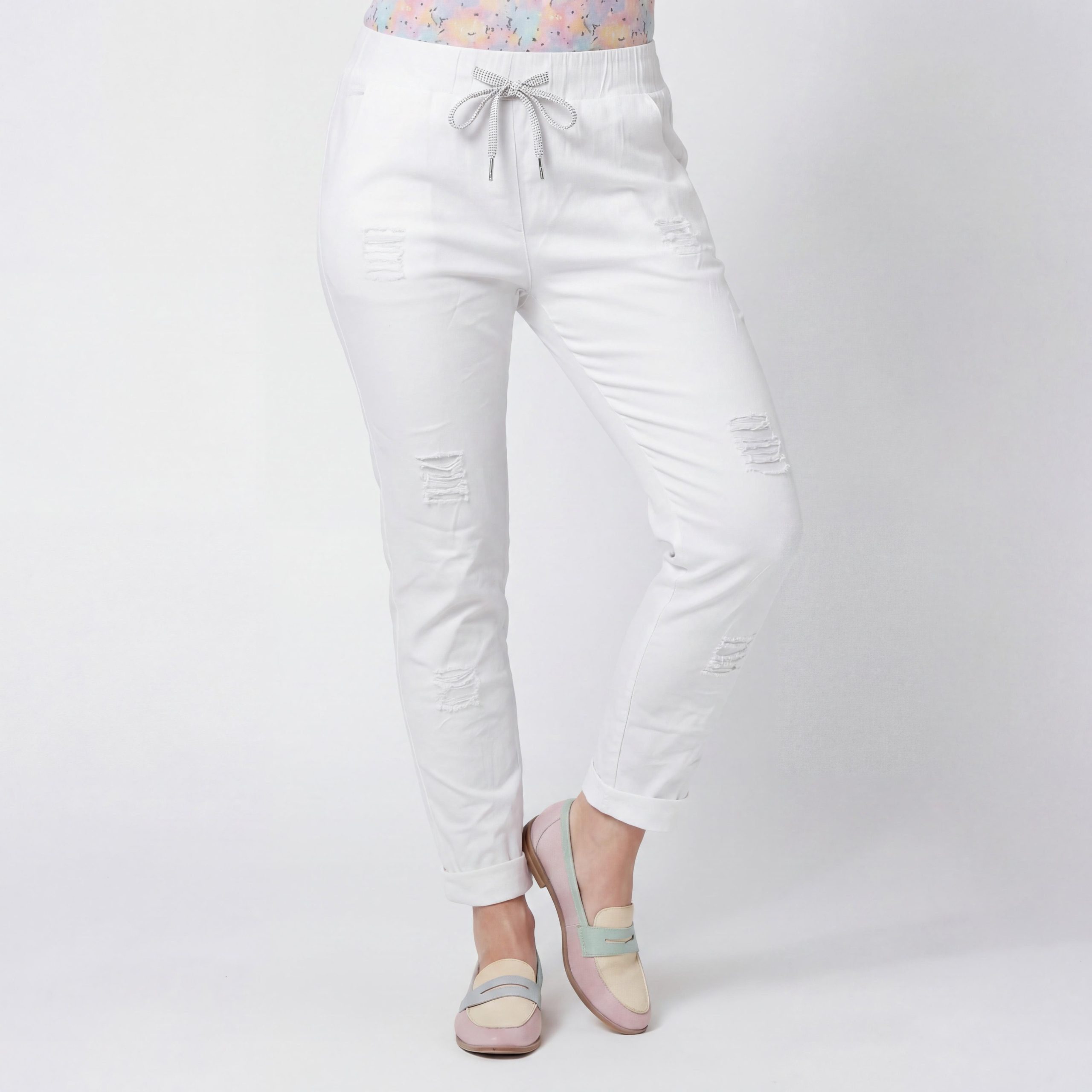 OriginalYou Chinohose Sommerliche Damenhose mit Kordelzug Chino Hose im Used Look moderner Knitterlook, Vintage, Gummibund mit Kordelzug