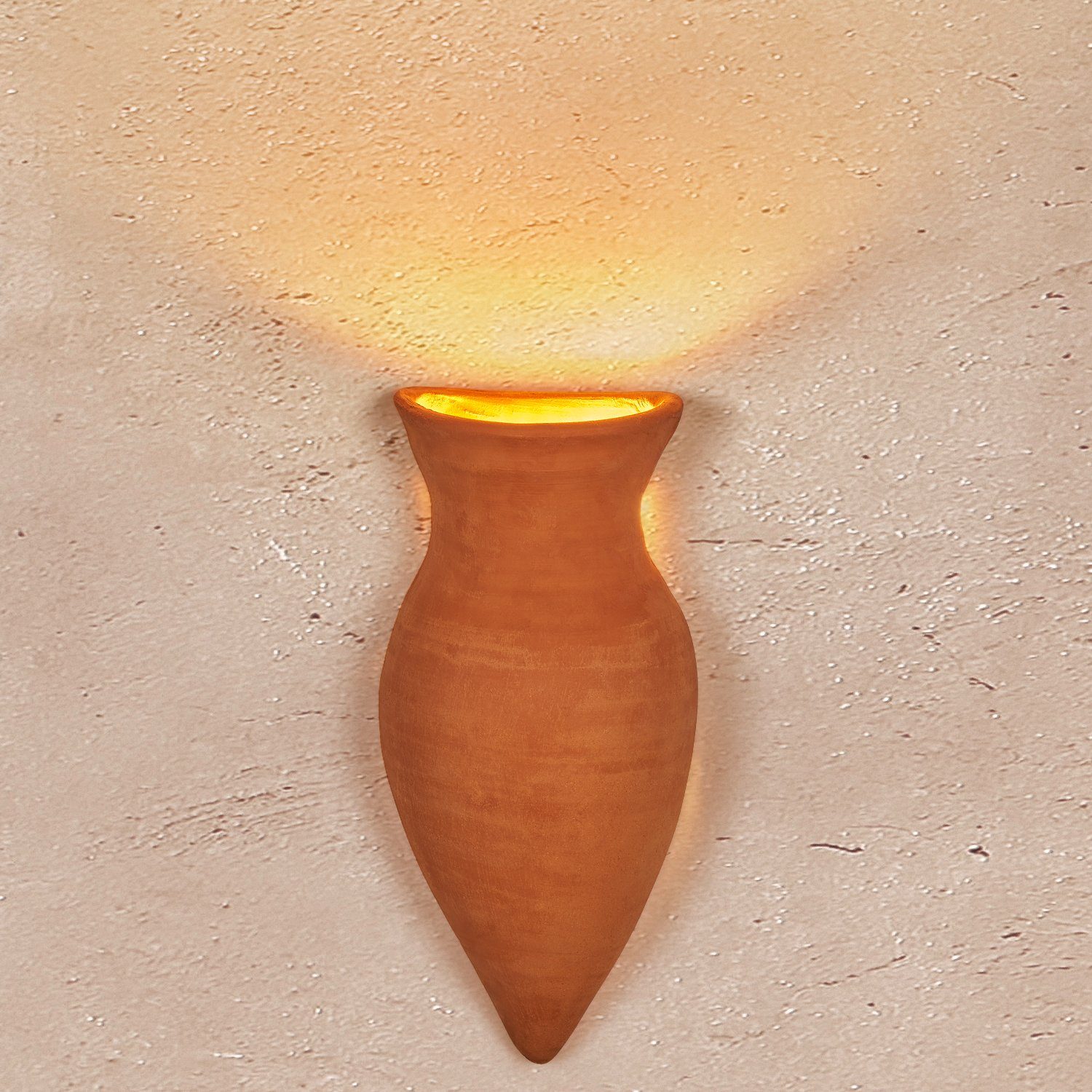 Marrakesch Orient & Mediterran Interior Wandleuchte Wandlampe Alma, Wandleuchte aus Terrakotta, Handarbeit