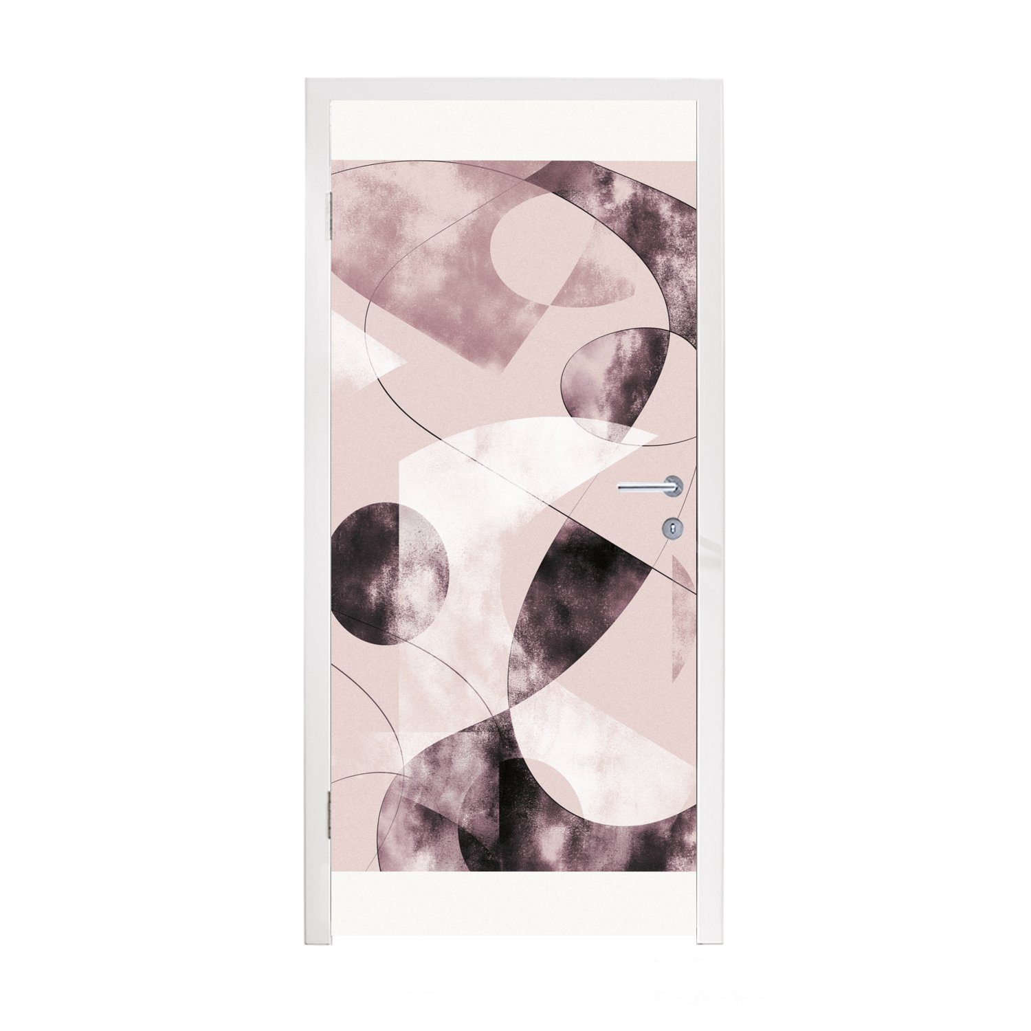 MuchoWow Türtapete Formen - Pastell - Abstrakt - Schwarz, Matt, bedruckt, (1 St), Fototapete für Tür, Türaufkleber, 75x205 cm