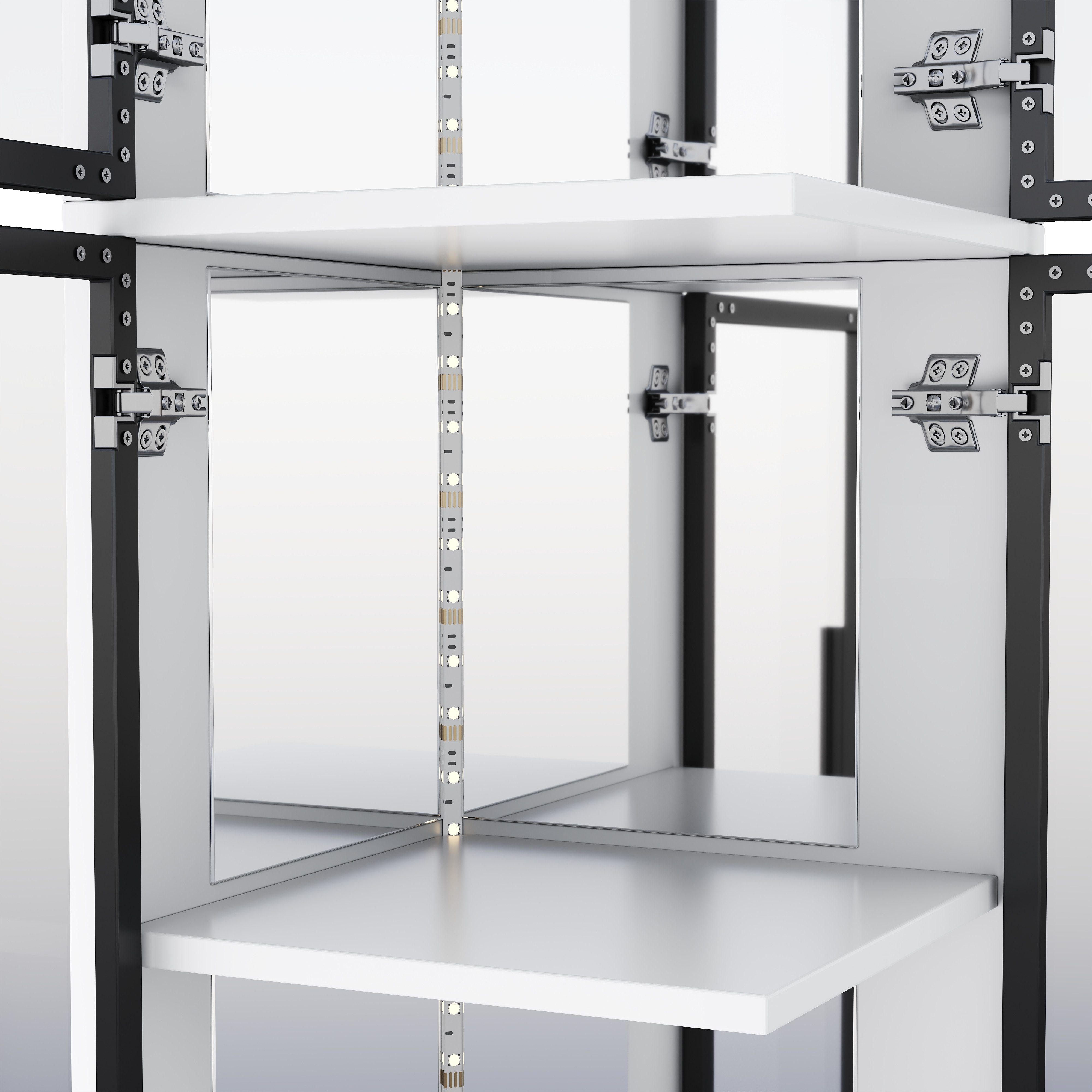 Flieks Eckvitrine Spiegelrückwand Glasvitrine Eckschrank Hochschrank mit LED-Beleuchtung (44×42×164 cm, 1-St., Multifunktionsschrank für Wohnzimmer, Schlafzimme – Bild 5 von 5