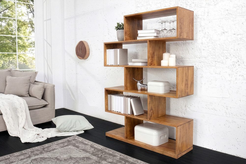 riess-ambiente MAKASSAR XL 150cm braun - Mangoholz, honey finish, handgefertigt, Einzelartikel 1-tlg., Massives Würfelregal - ideal als Ablage f. Bücher, Ordner & Dekoration