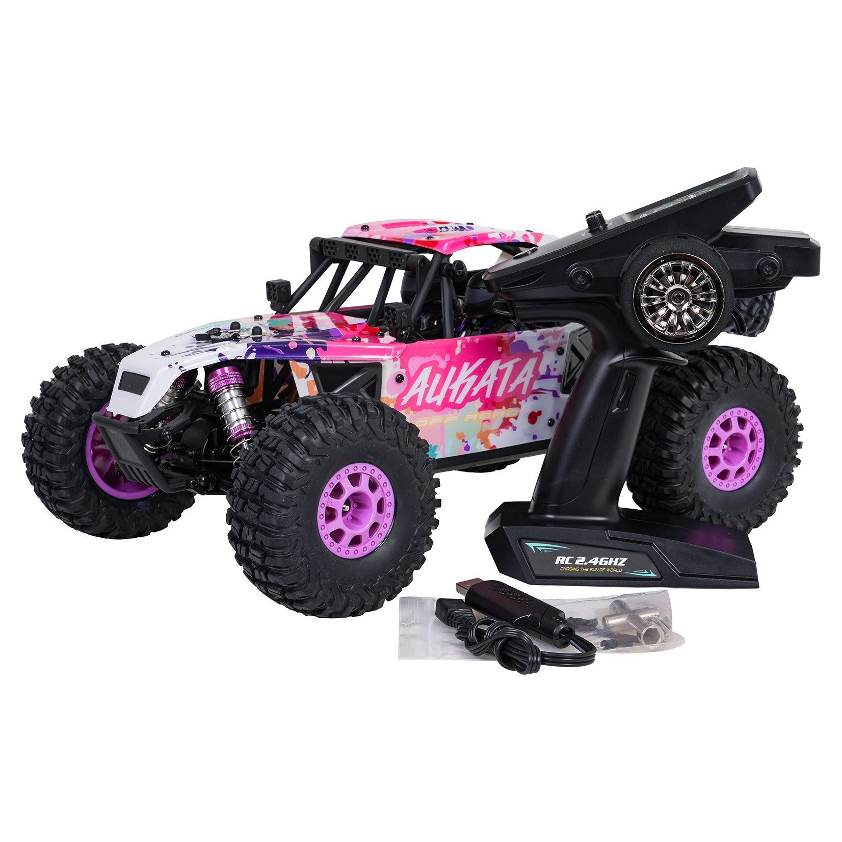 Ramiz RC-Auto Geländewagen Buggy Modellauto (Spar-Set, 1-tlg., 40 x 23 x 15 cm schnell), 50 km/h, Allrad, Metallchassis, LED-Licht