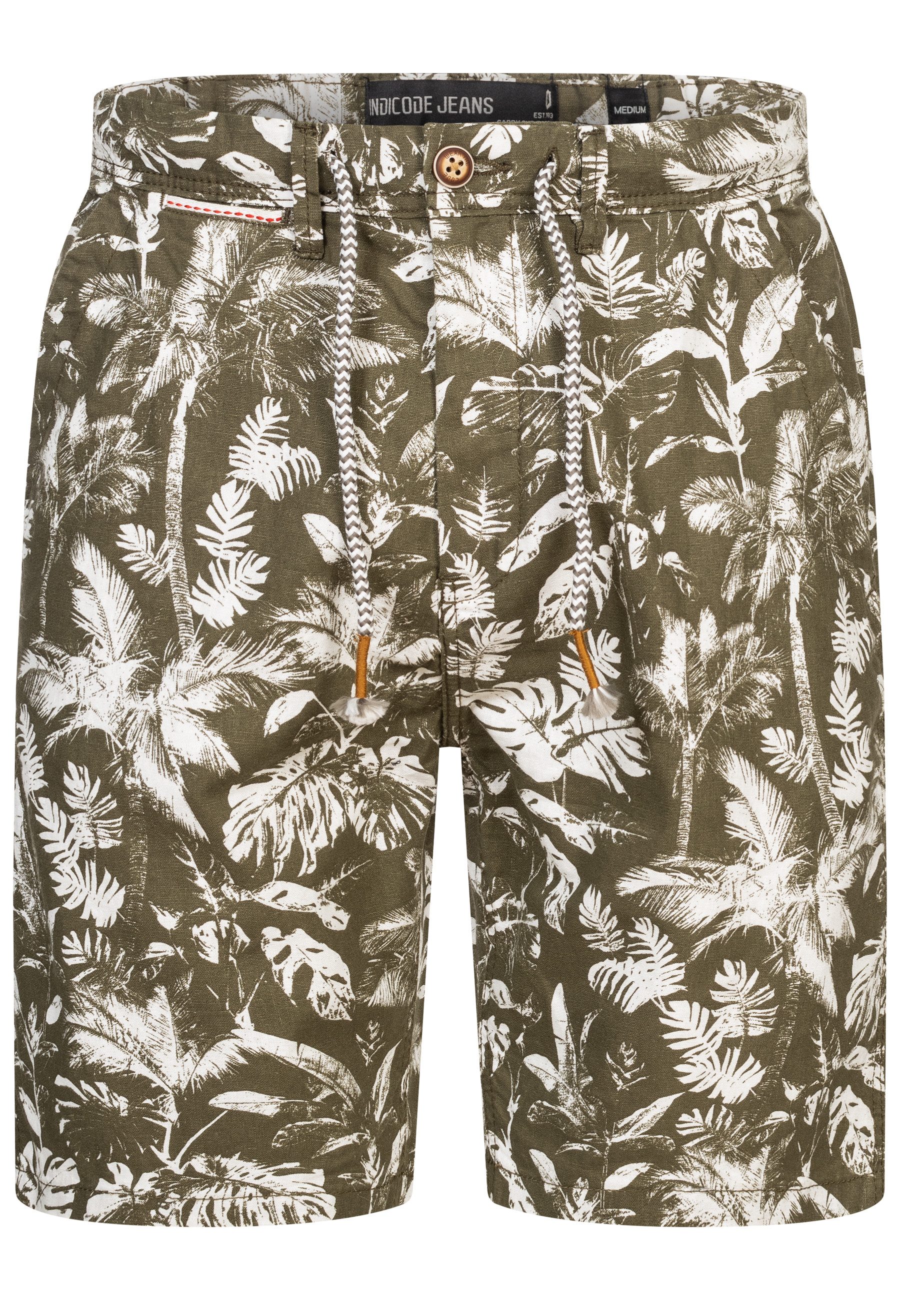 Indicode Chinoshorts Brayan mit Allover-Print, Leinenmix günstig online kaufen