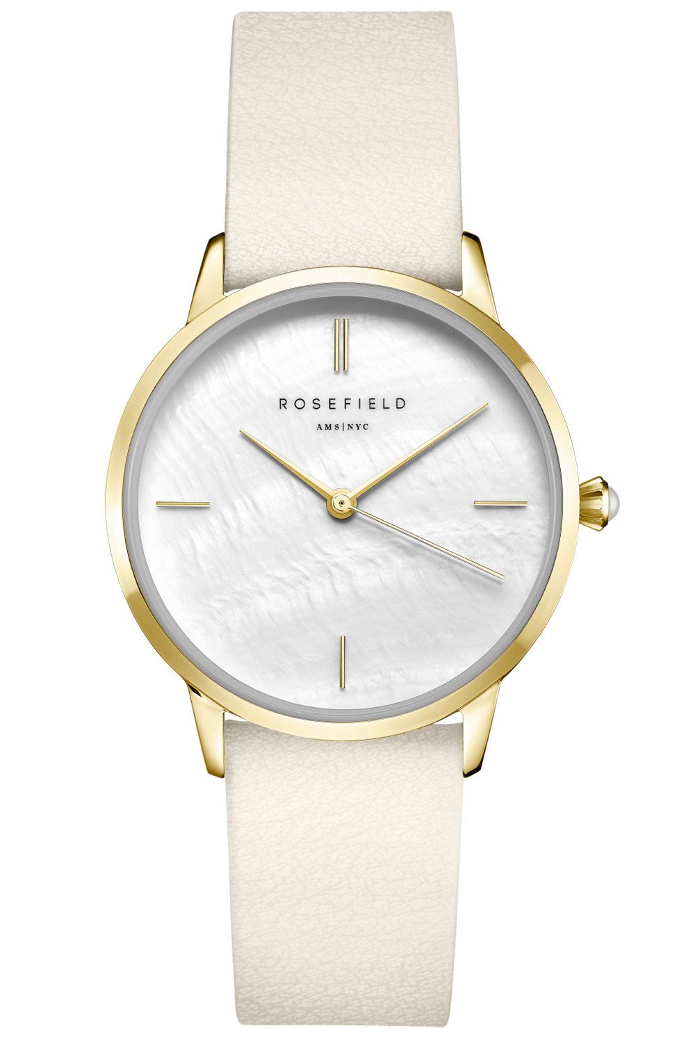 Quarzuhr Pearl Edit mit Lederband Goldfarben