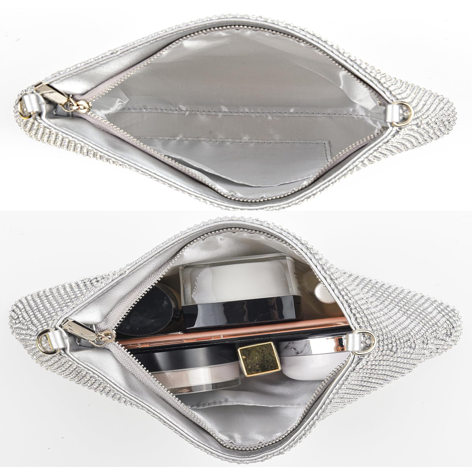 nsihing Clutch Damen Clutch Elegante Brauttasche Diamant Handtasche Hochzeit, Abendtasche Klatsch Tasche Cluthes – Bild 5 von 5