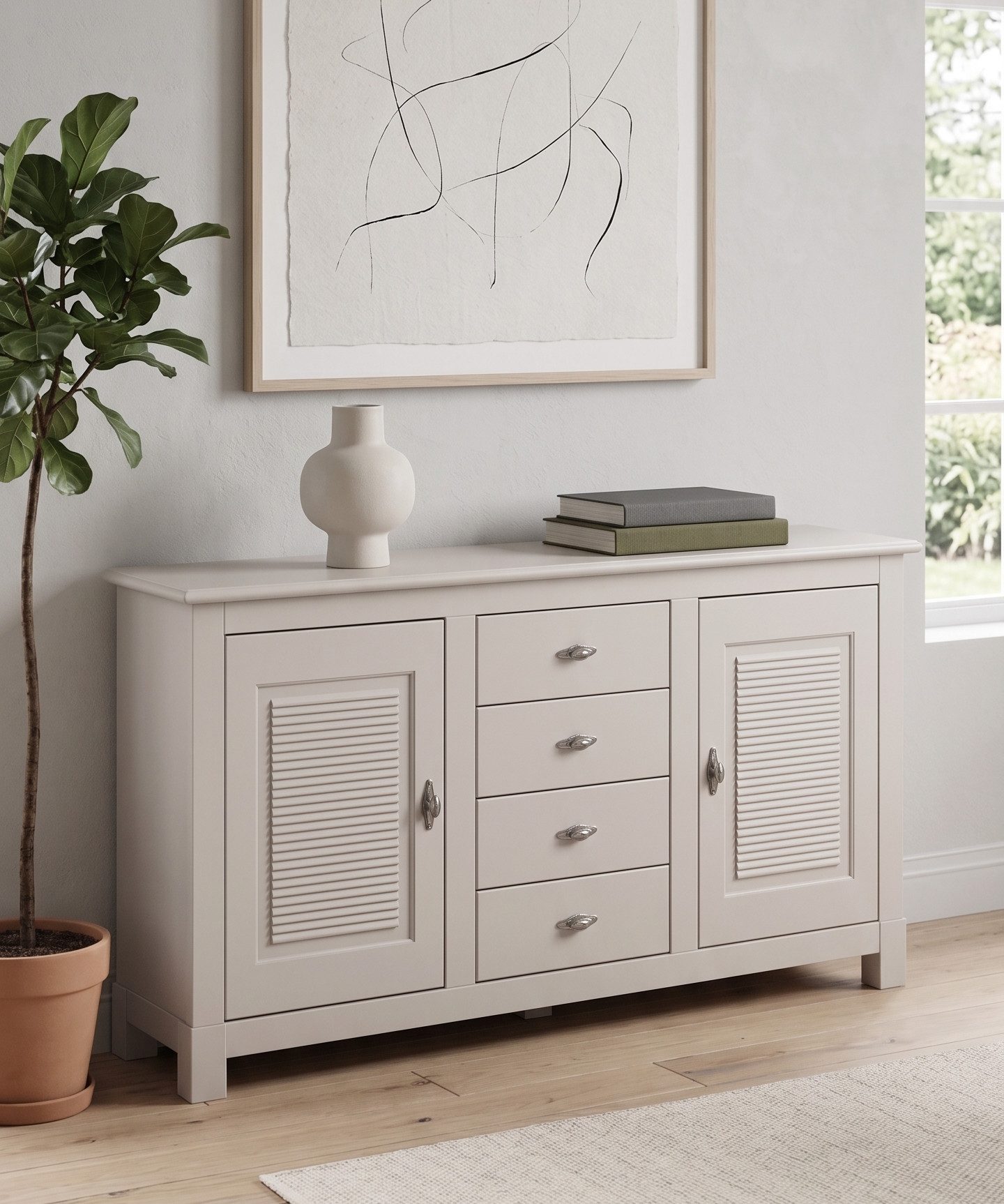 OTTO home Sideboard Rauna, Kommode, Landhausstil (B/T/H: 150/37/84 cm), Kommode, FSC®-zertifiziertes Massivholz, Breite 150 cm