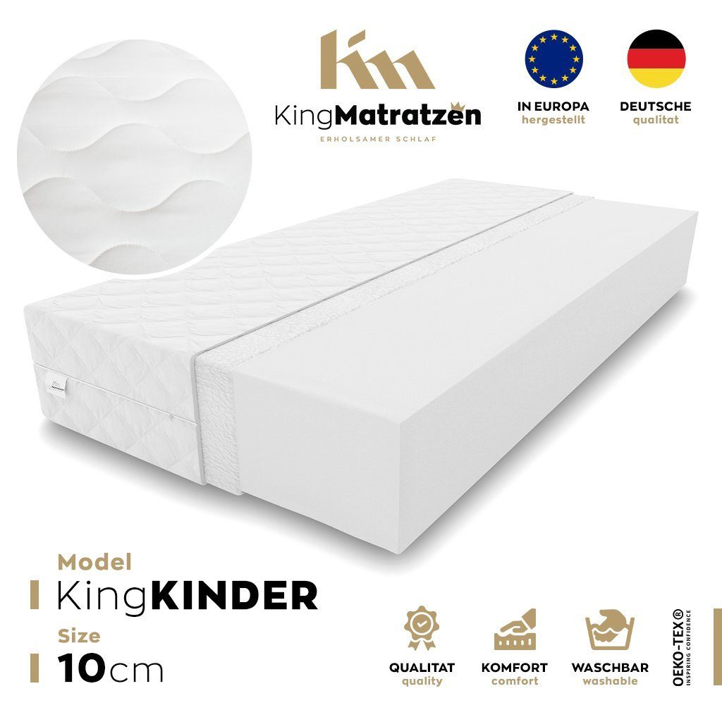 Kindermatratze KingKINDER 90x180x10cm aus hochwertigen Kaltschaum, günstig online kaufen