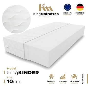 Kindermatratze KingKINDER 90x190x10cm aus hochwertigen Kaltschaum, KingMatratzen, 10 cm hoch, Rollmatratze mit waschbarem Bezug