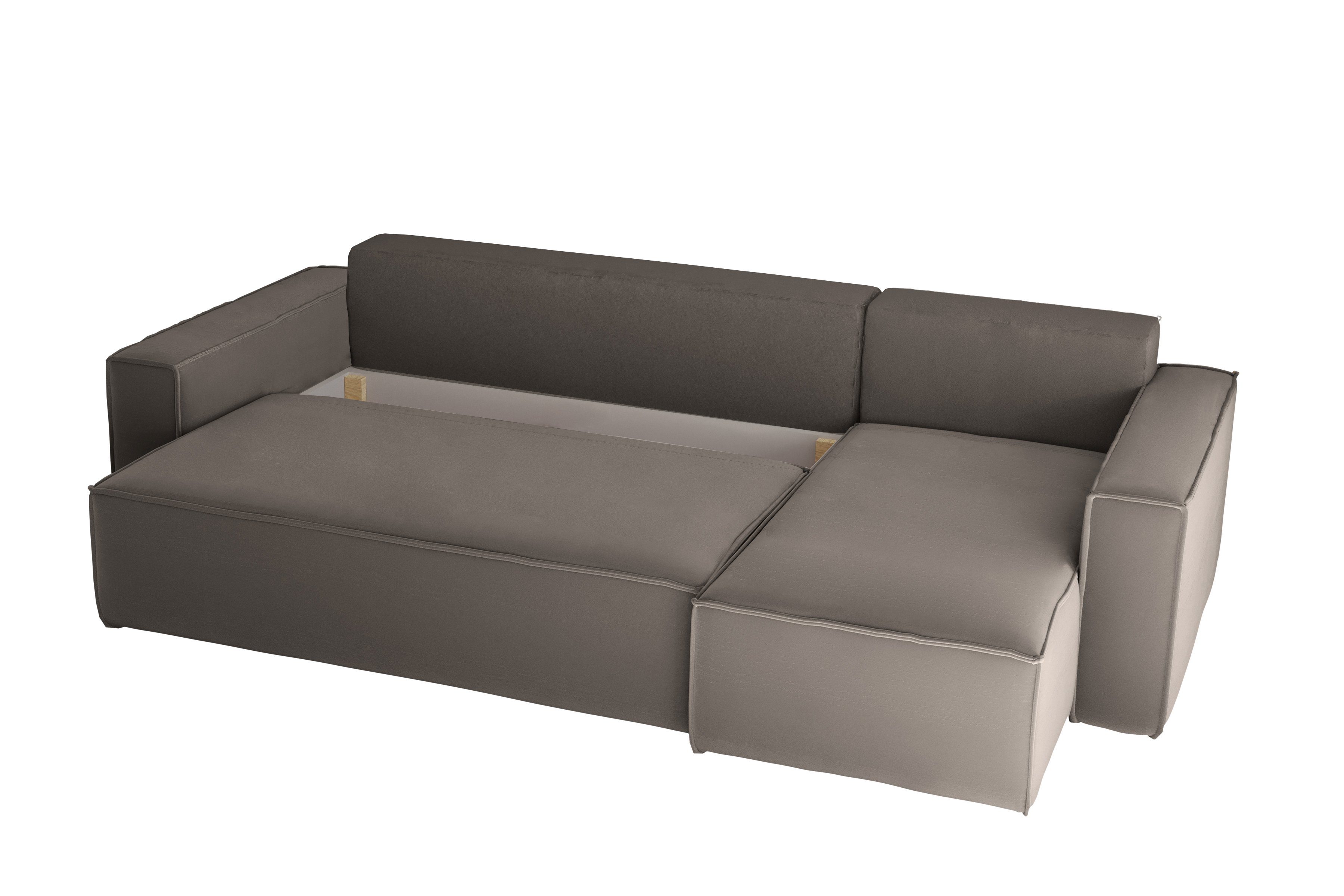 Friderik-EU Ecksofa KARL Ausklappbare 10 Swing Couch Schlaffunktion Bettkasten, aus mit mit Samtstoff