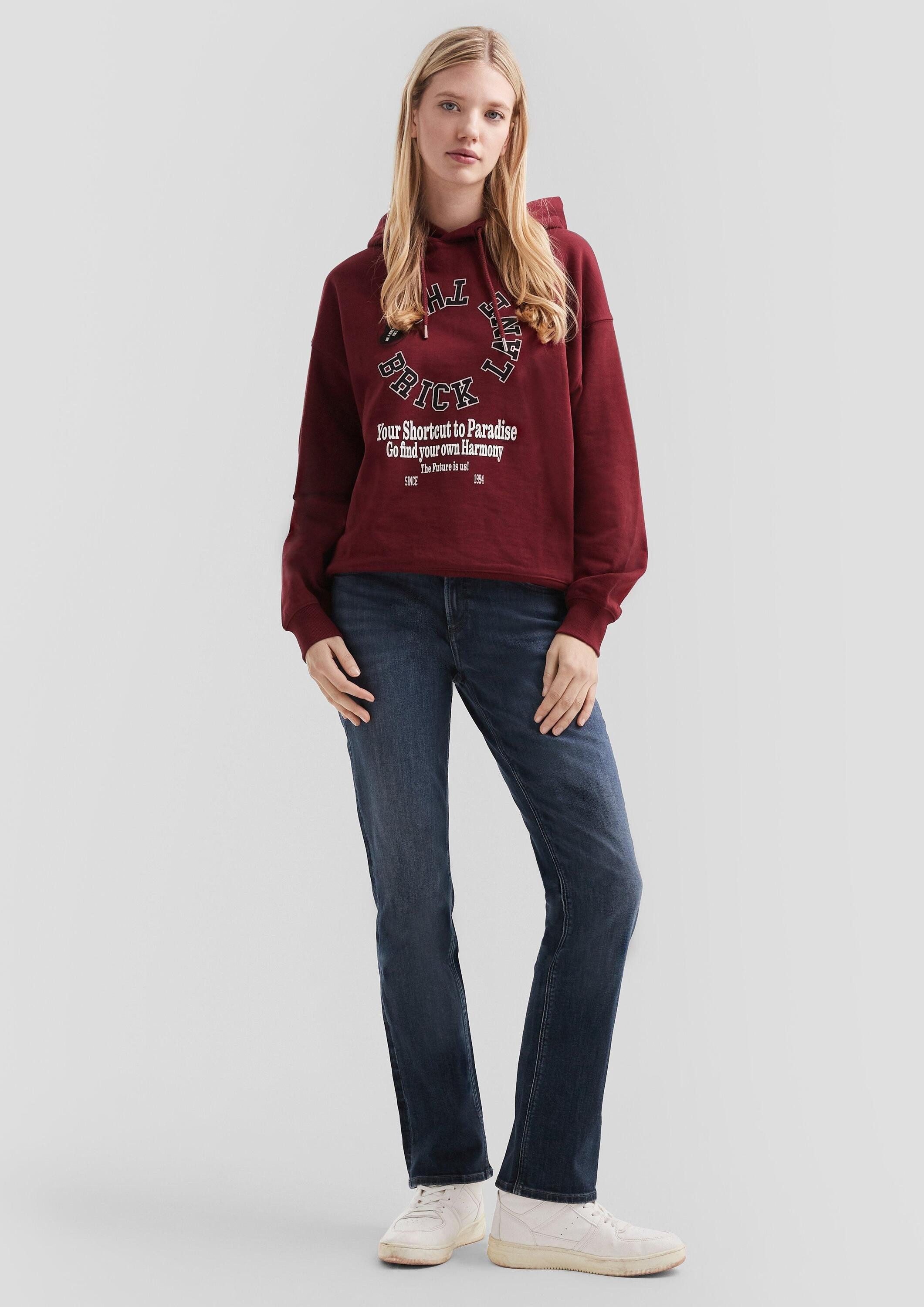 QS Sweatshirt Sweatshirt Oversize Hoodie mit Fronprint