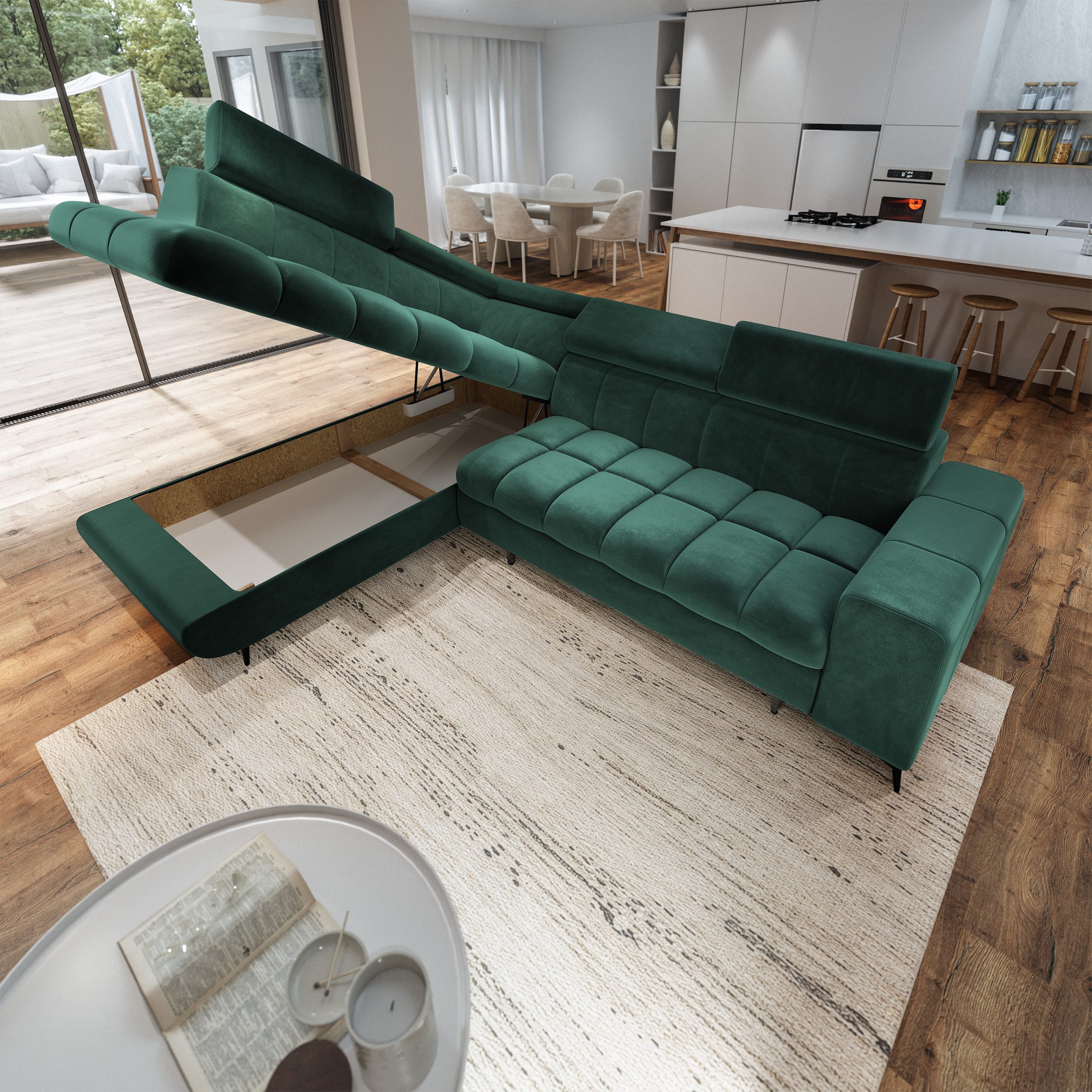 Masseno Ecksofa MORIVA mit Schlaffunktion L-Form, Sofa mit Bettkasten