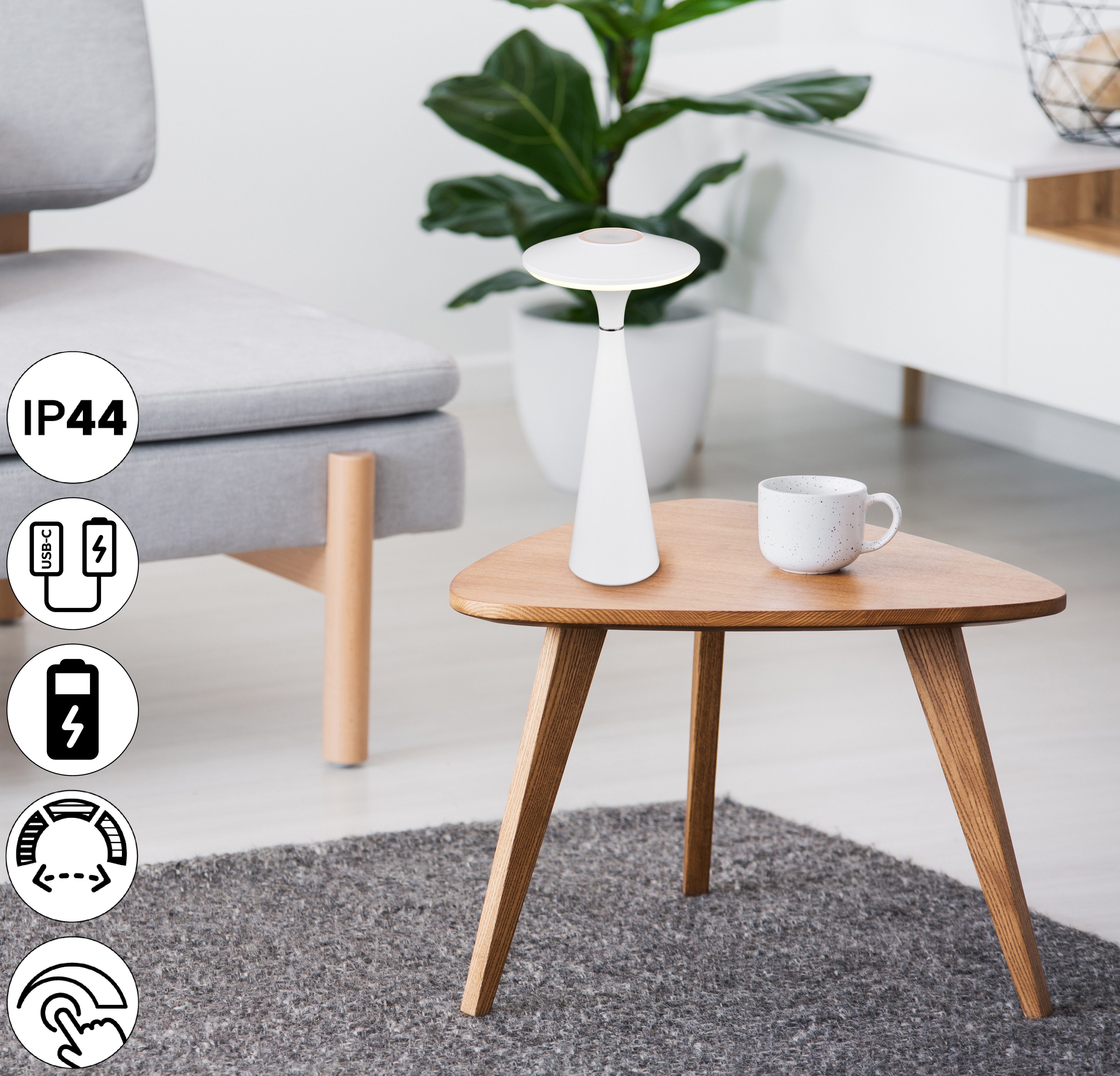 Reality Leuchten LED Tischleuchte TORREZ, Dimmfunktion, USB-Ladefunktion, L günstig online kaufen