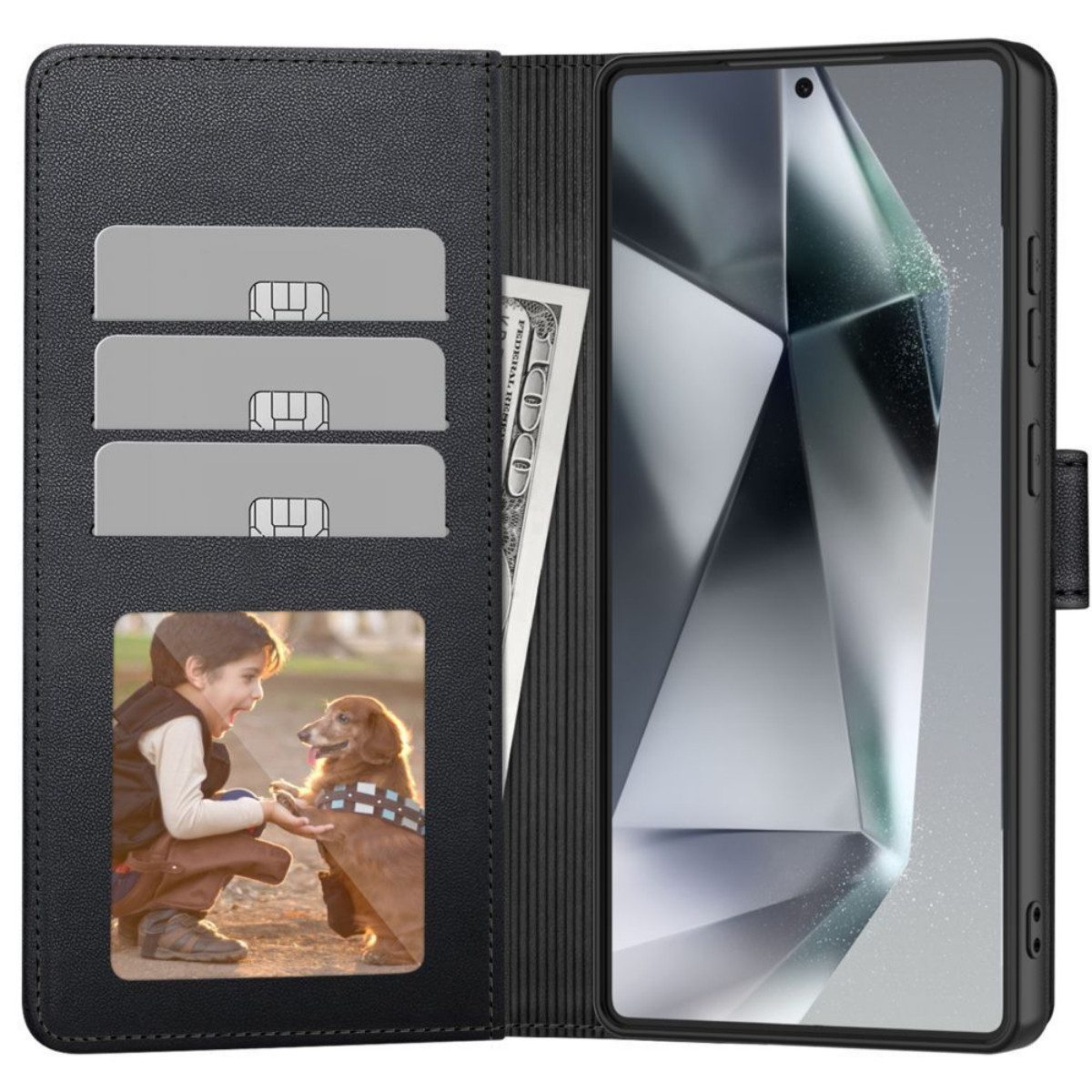 TECH PROTECT Handyhülle Wallet Brieftaschenhülle für Samsung Galaxy S26 Ultra – Schwarz Case 6,9 Zoll, TPU-Halterung sorgt für sicheren Halt und Aufprallschutz