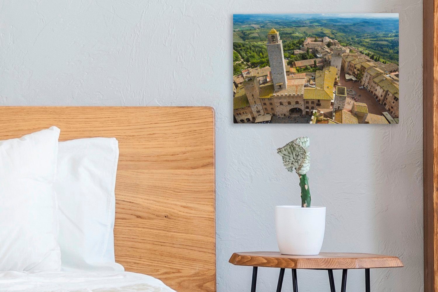 Aufhängefertig, Toskana, Wandbild cm Italien, oben Leinwandbilder, 30x20 von Gimignano Wanddeko, San St), (1 der Leinwandbild OneMillionCanvasses® in