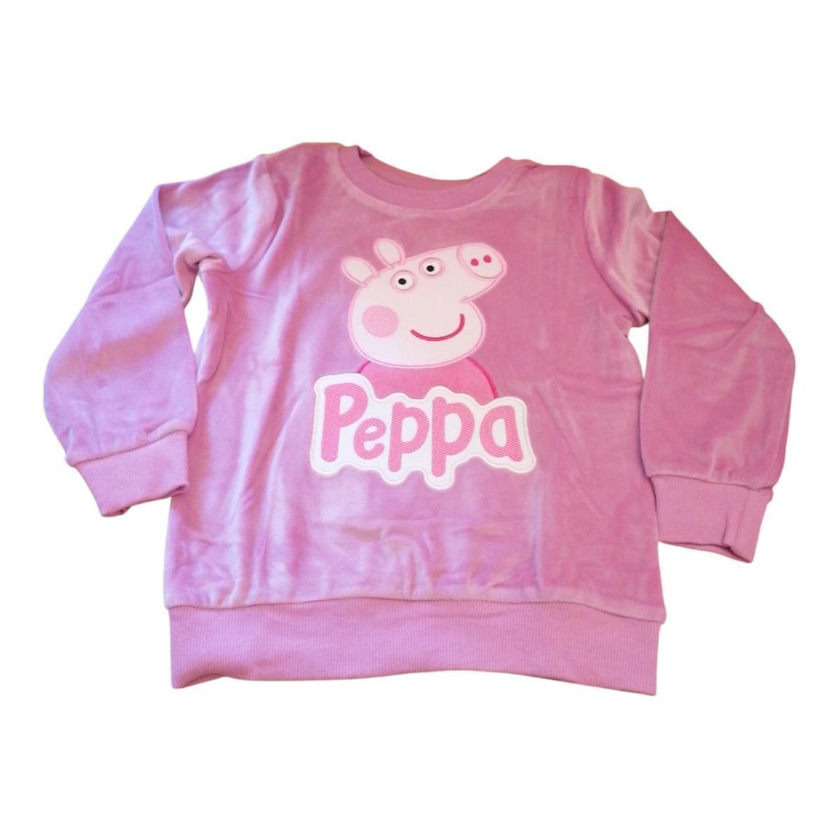 Peppa Pig Rundhalspullover Peppa Pig Rundhals-Pullover für Mädchen, Rosa, Velours