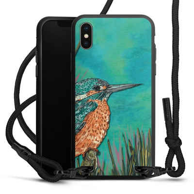 DeinDesign Handyhülle Tiere Vogel Malerei Kingfisher, Apple iPhone X Premium Handykette Hülle mit Band Case zum Umhängen