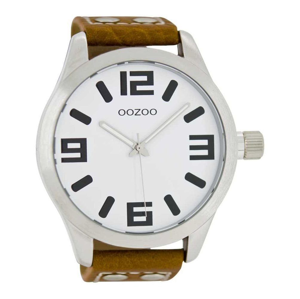 OOZOO Quarzuhr Oozoo Unisex Armbanduhr Timepieces Analog, Damen, Herrenuhr  rund, extra groß (ca. 51mm) Lederarmband, Fashion, Gehäuse-Durchmesser 50  mm (ohne Krone) | Quarzuhren