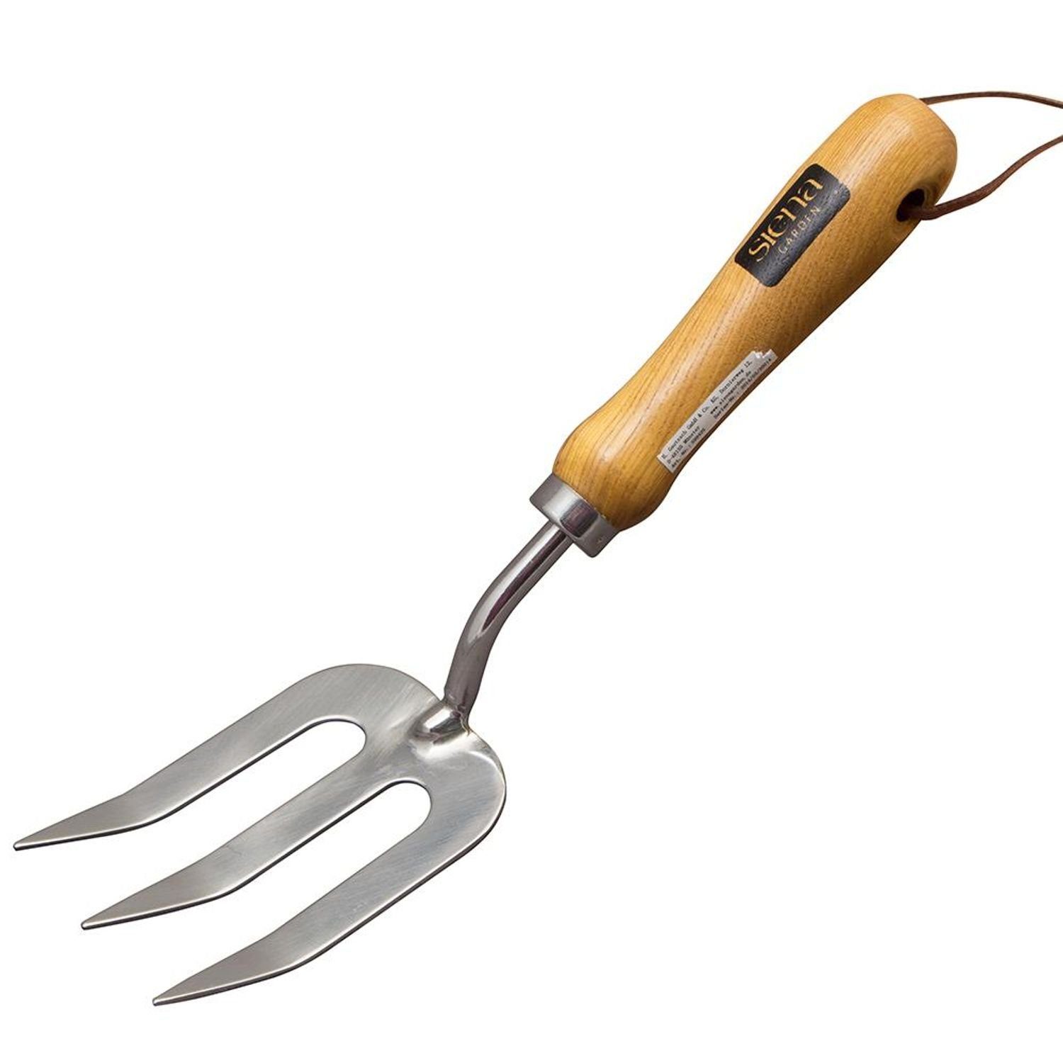 Siena Garden Spatengabel Edelstahl Pflanzgabel ClassicLine Holzgriff Blumengabel Kleingerät Gar
