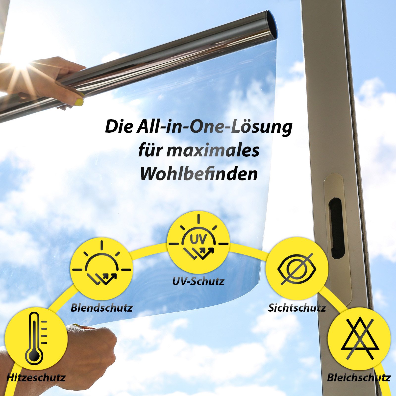 Midori Fensterfolie, glatt, Sonnenschutz-Fensterfolie UV-Schutz Spiegelfoli günstig online kaufen