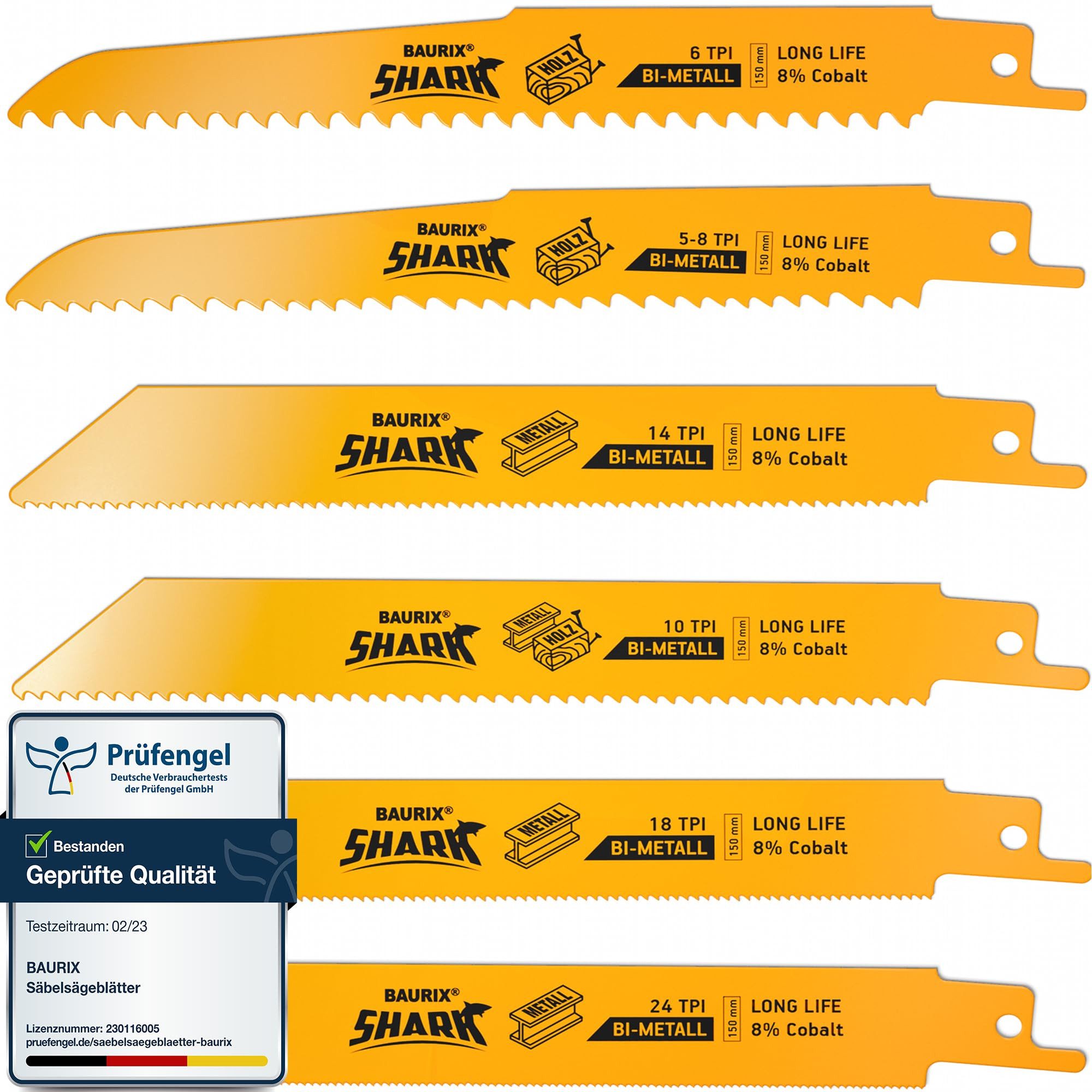 BAURIX Säbelsägeblatt 6 Stück, 150 mm, 5/8 bis 24 TPI, Holz mit Nägeln (Met günstig online kaufen