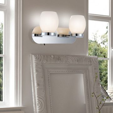 Globo LED Wandleuchte, LED-Leuchtmittel fest verbaut, Warmweiß, LED Wandleuchte Wandlampe Glas opal Chrom 25 cm Wohnzimmer