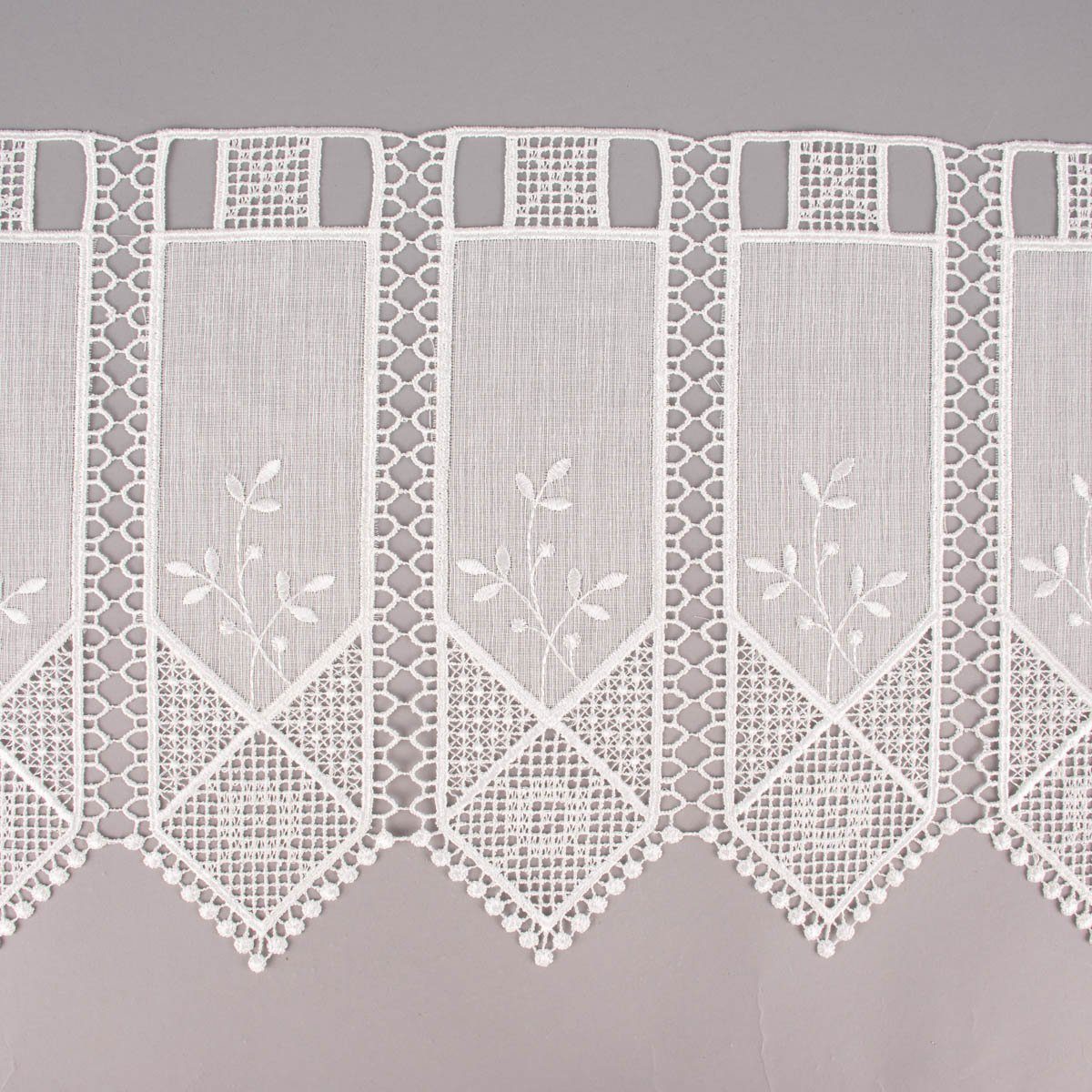 SCHÖNER LEBEN. Meterware Scheibengardine nähfrei Häkelei Stickerei Blätter günstig online kaufen