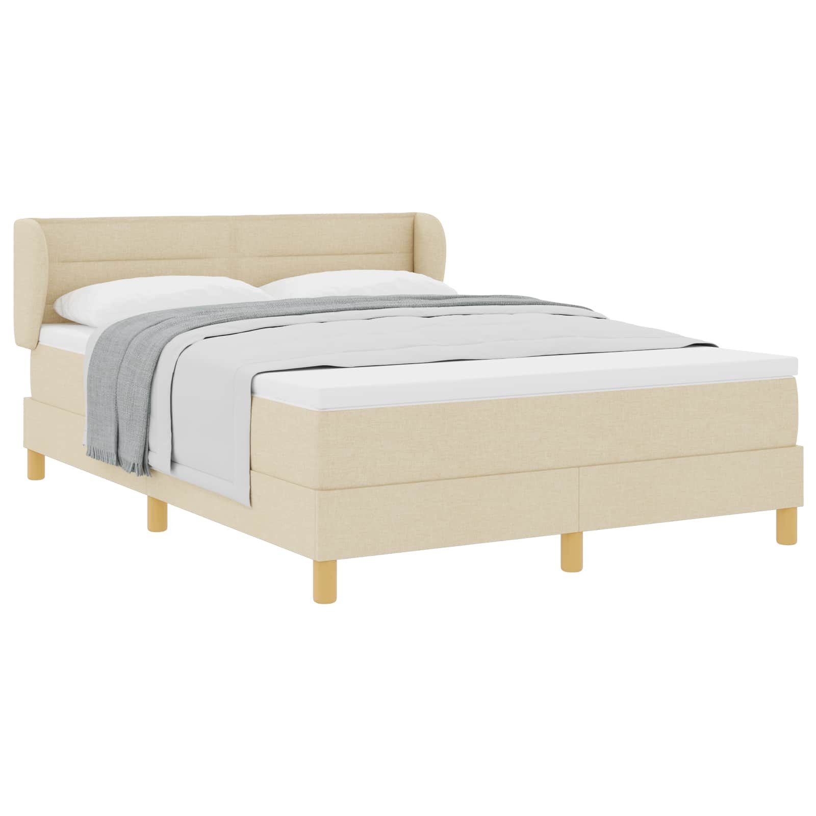Bett Boxspringbett mit Matratze Creme 140 x 190 cm Stoff