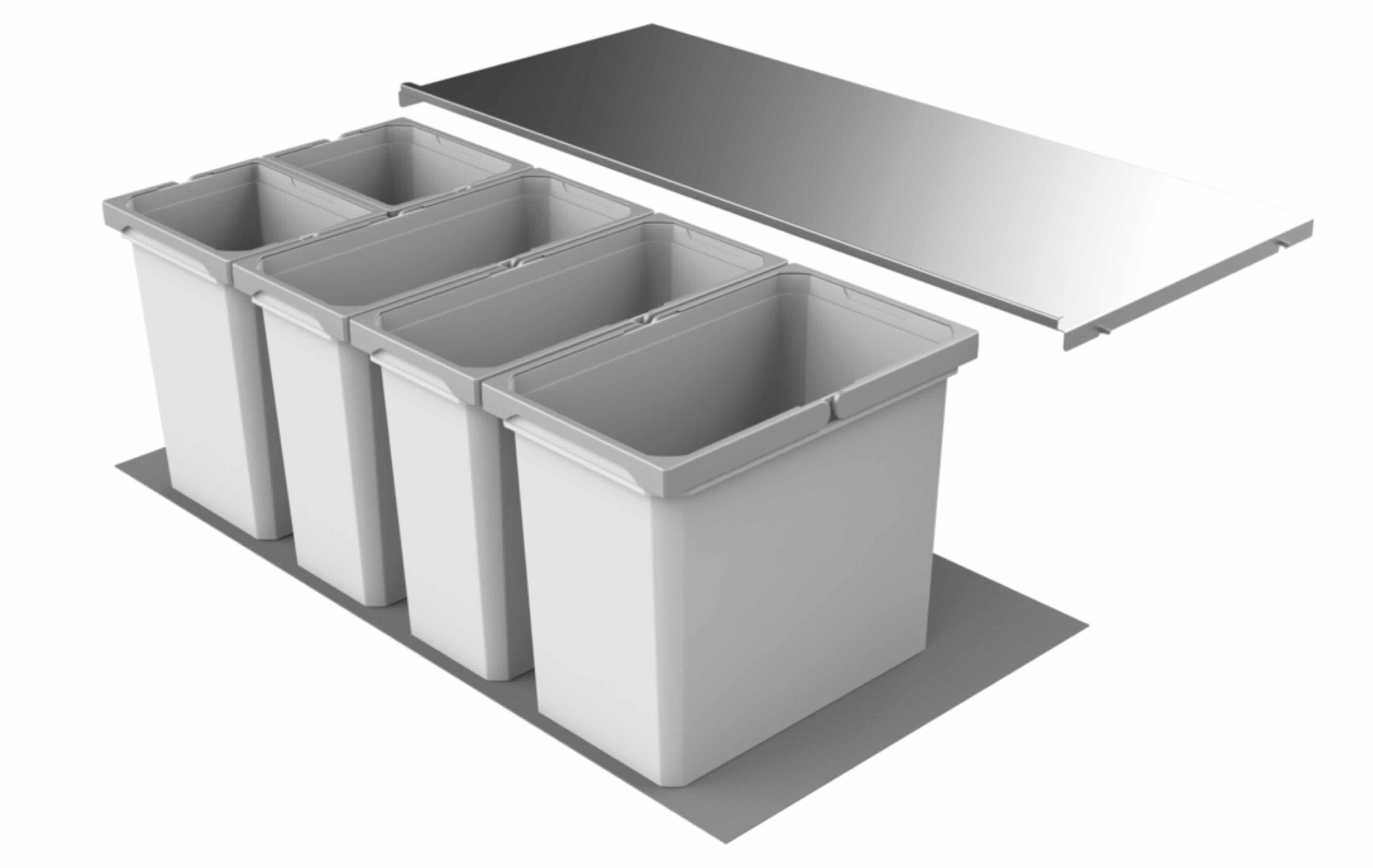 Naber Einbaumülleimer NABER Cox® Box 350 S/1000-5, ohne Biodeckel, hellgrau