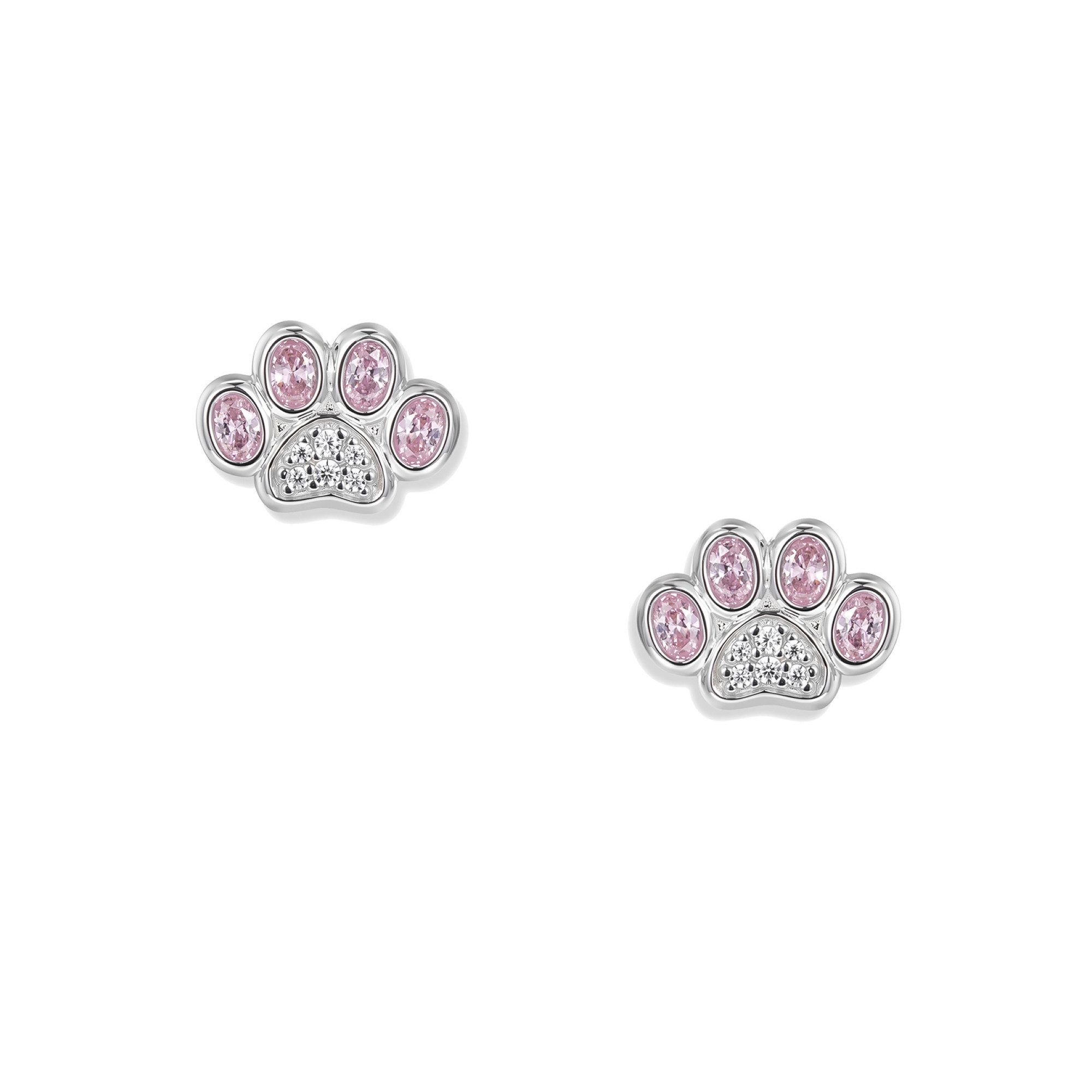 Seinerzeit FLORA & FAUNA Paar Ohrstecker Pink Paw Pfoten Ohrringe, Material: 925 Sterling Silber rhodiniert