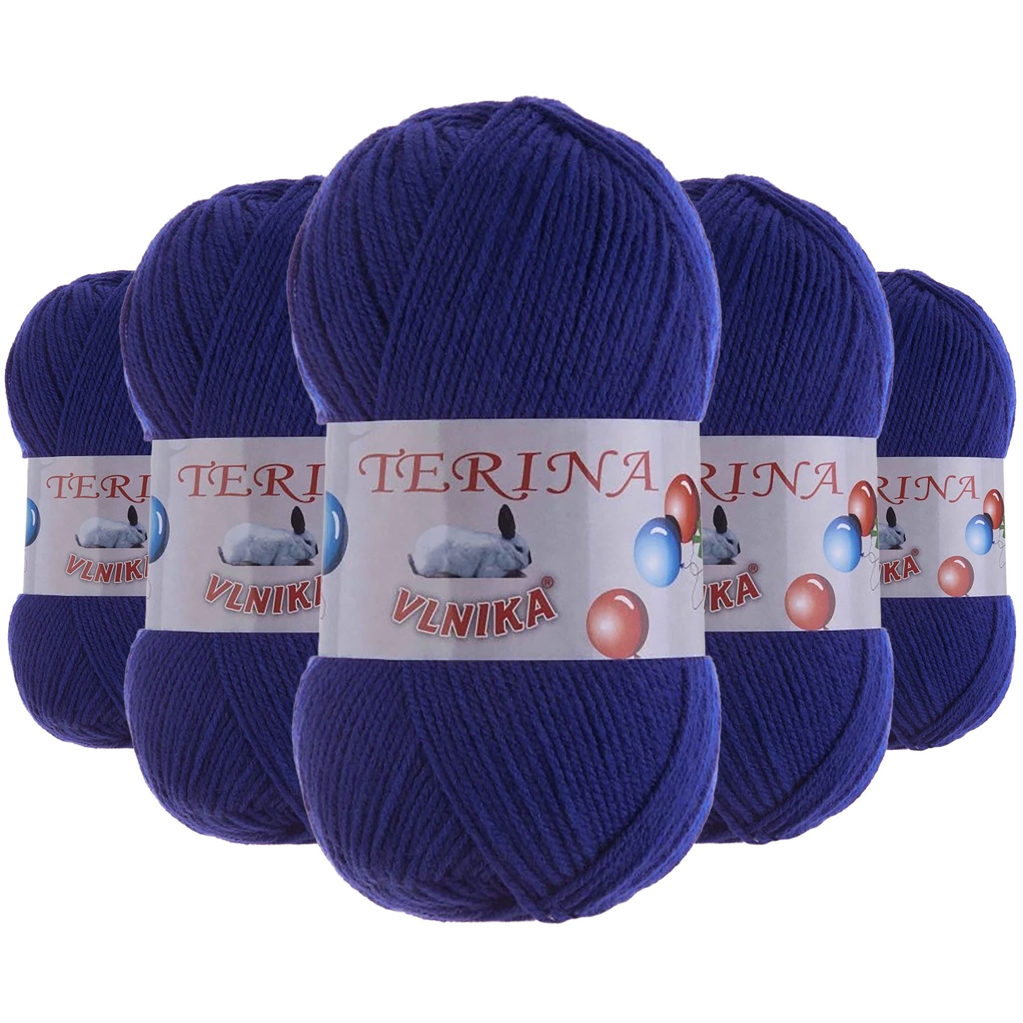 Kartopu 5 x 100g Terina Acrylgarn Klassikgarn Strickgarn Häkeln Schulgarn Häkelwolle, 300 m (Sparpaket mit 5 Knäulen, 5-St), königsblau