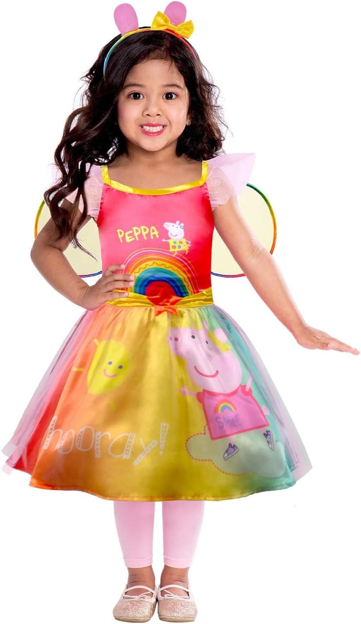 Amscan Kostüm Amscan Kinderkostüm Peppa Wutz Regenbogen Kleid Flügel Gr.98 2-3 Jahre