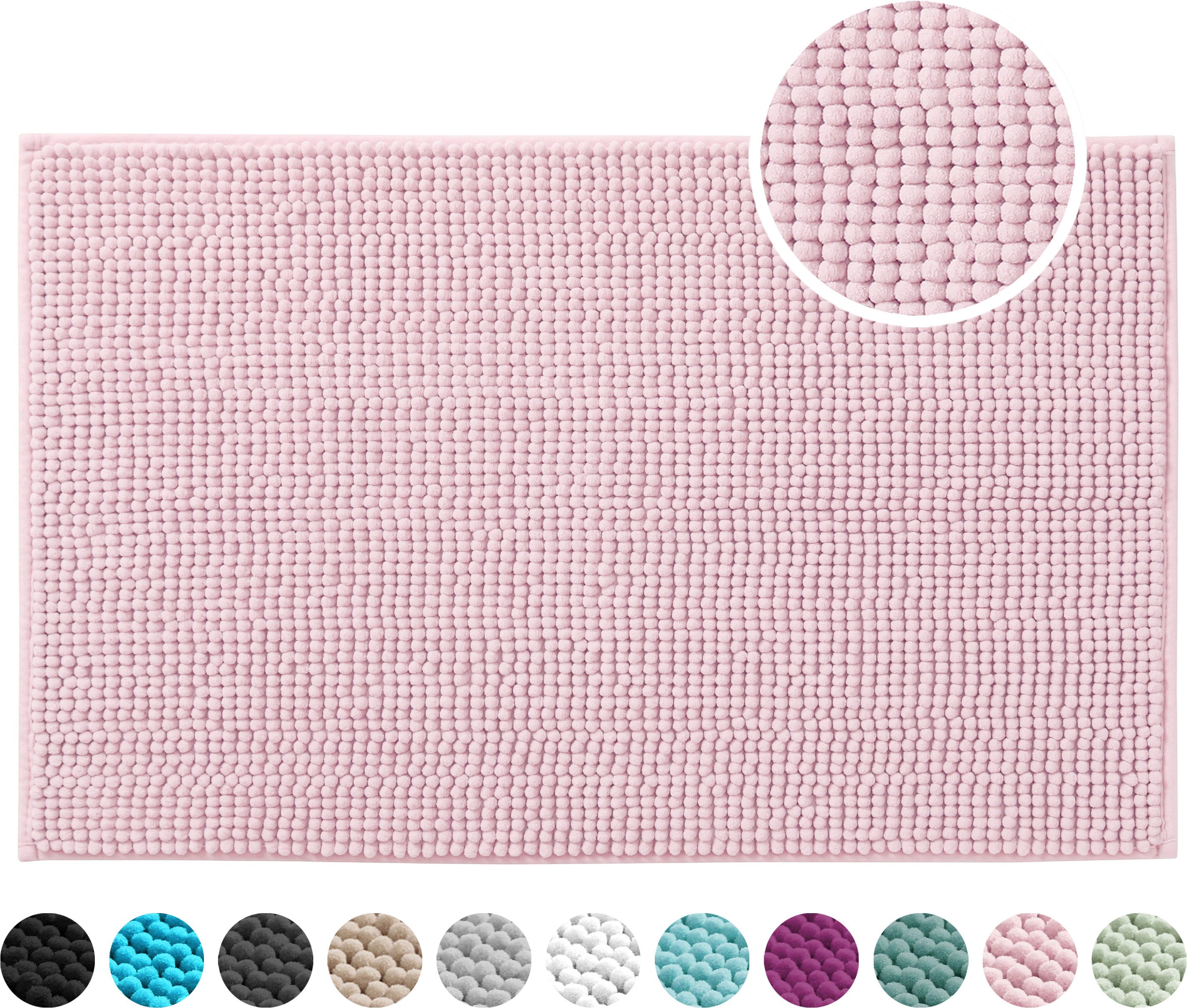 OTTO home Badematte Vanessa Chenille Standard, Badvorleger, Badezimmer, Duschvorleger, Höhe 15 mm, rutschhemmend beschichtet, schnell trocknend, strapazierfähig, fußbodenheizungsgeeignet, Polyester, rechteckig, Uni Farben, besonders weich