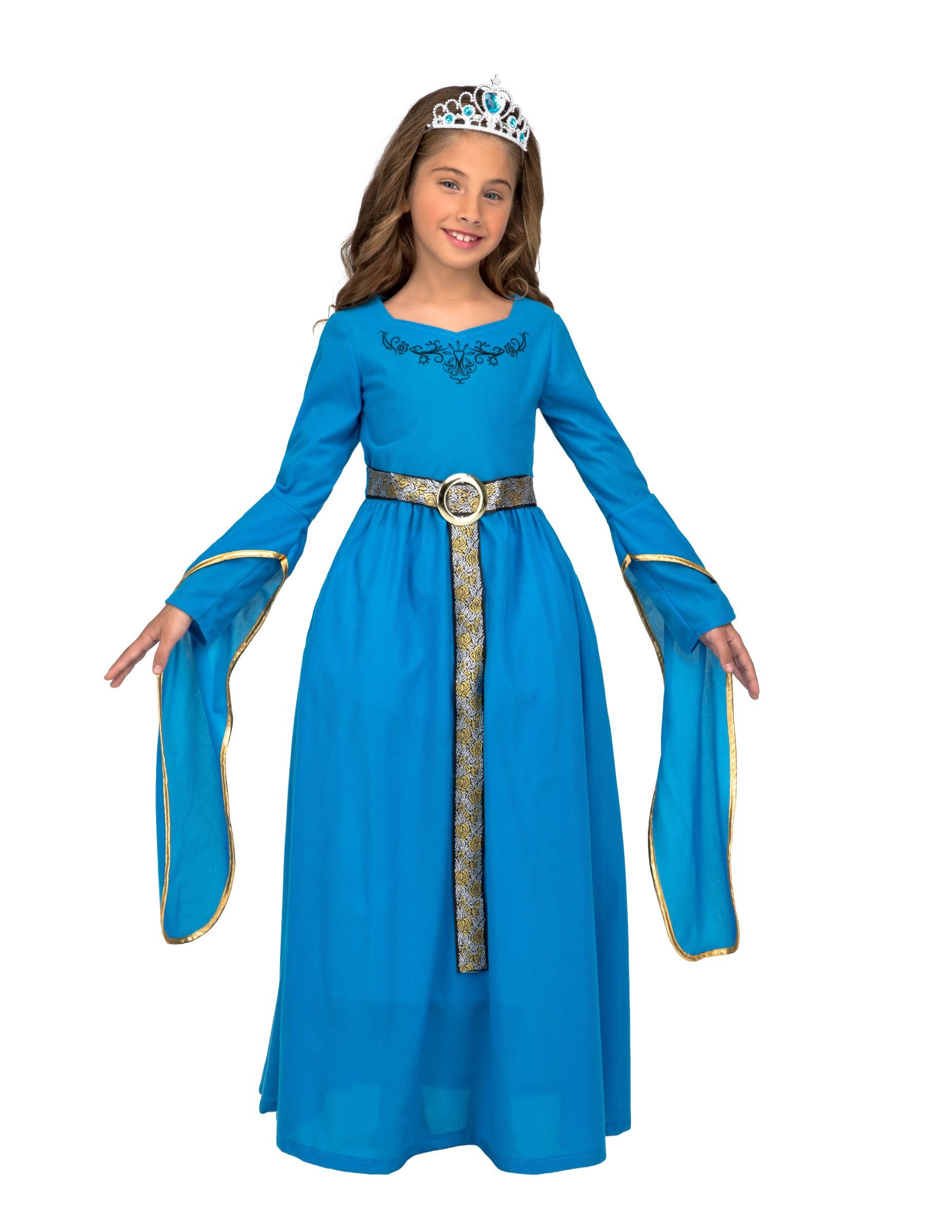 Viving Costumes Kostüm Mittelalter-Prinzessin Kostüm für Mädchen Faschingskostüm blau