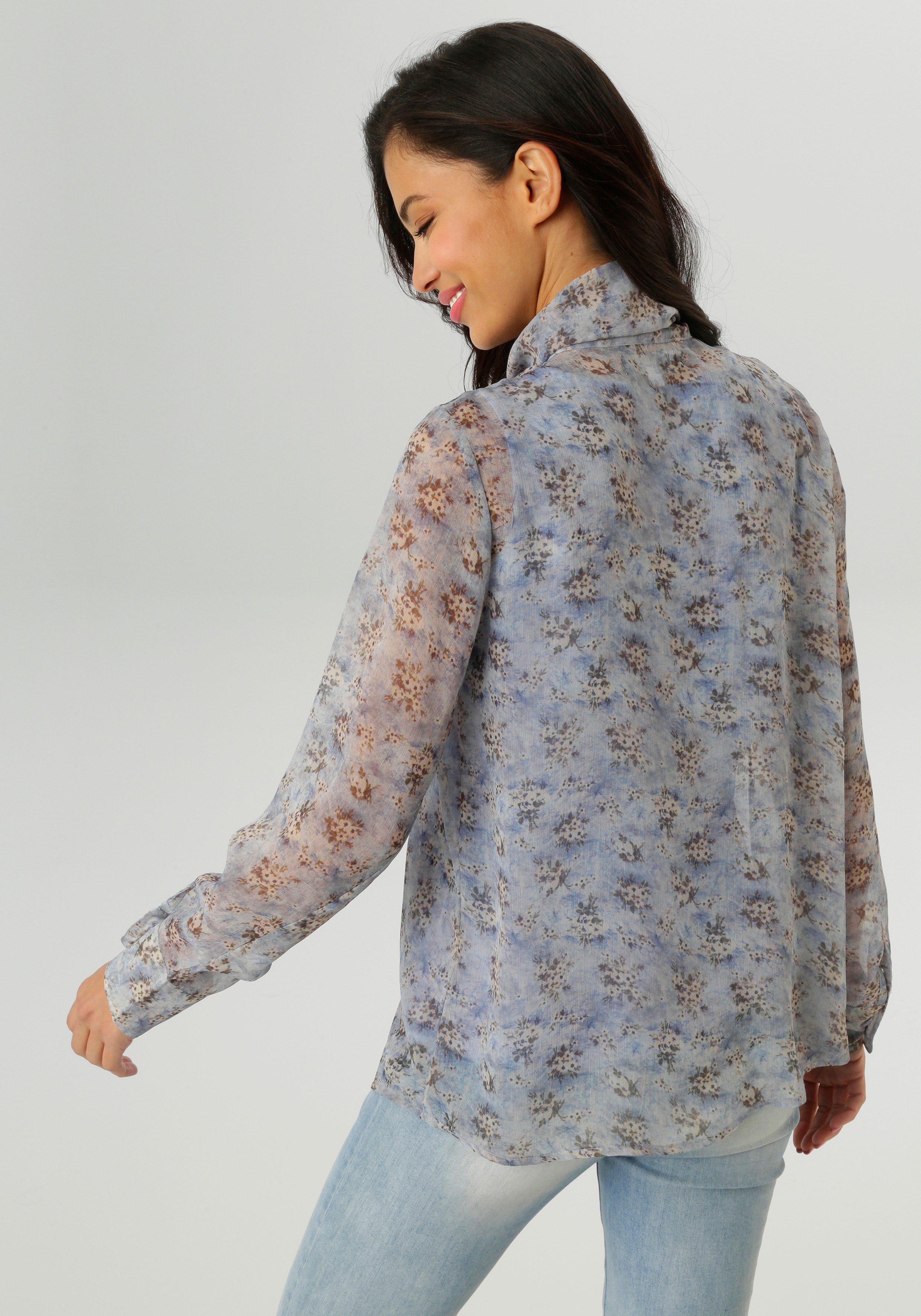 Aniston SELECTED Langarmbluse mit Schluppe und minimalen Blümchenmuster günstig online kaufen