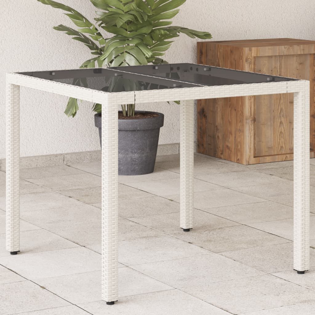 VidaXL Gartentisch Mit Glasplatte Beige Poly Rattan Produktbild-Vorschau 8