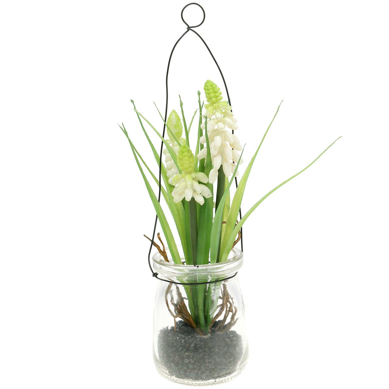 Kunstblume Elegante Traubenhyazinthe im Dekoglas zum Aufhängen, Florists Products, Höhe 22 cm