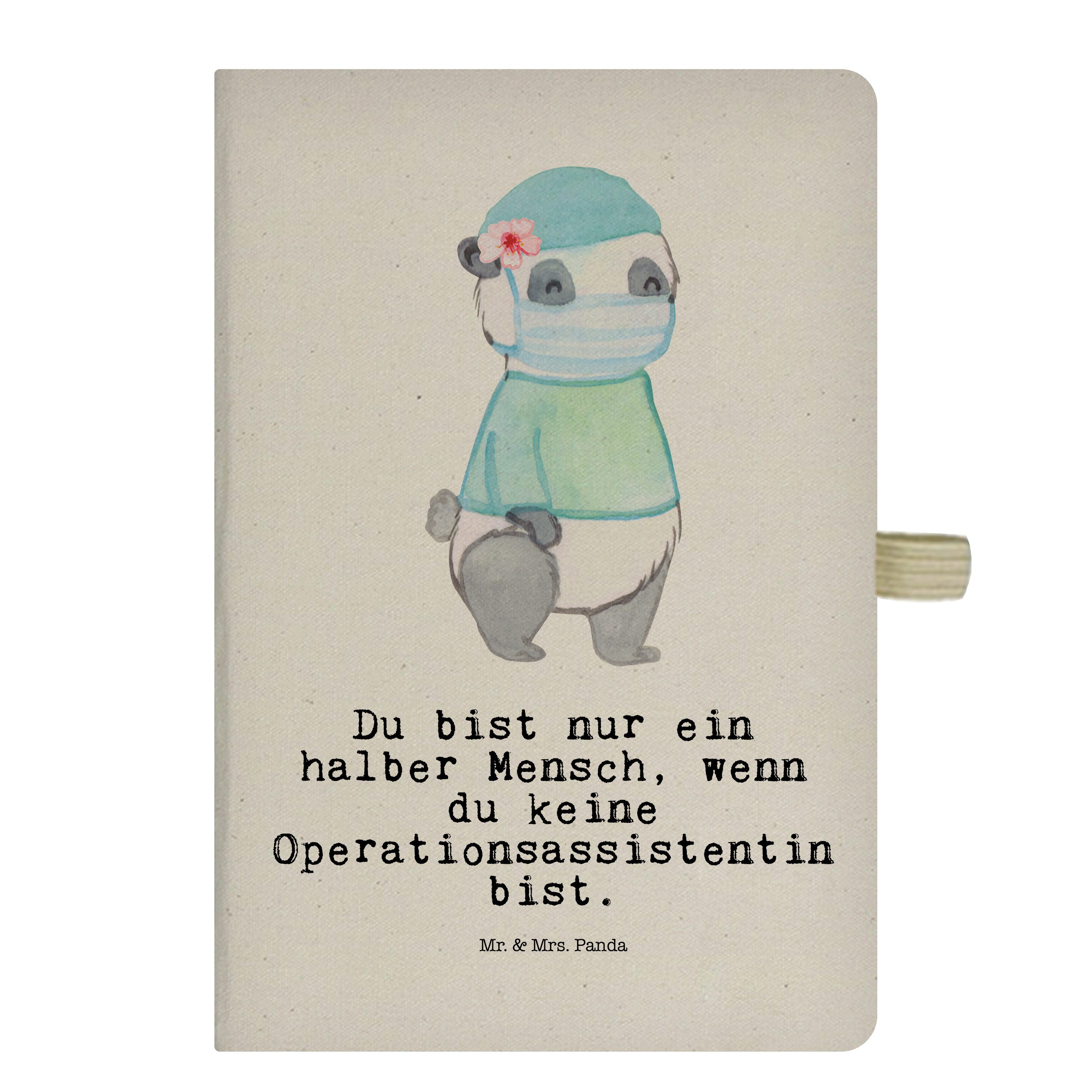 Mr. & Mrs. Panda Notizbuch Operationsassistentin mit Herz - Transparent - Geschenk, Dankeschön, Mr. & Mrs. Panda