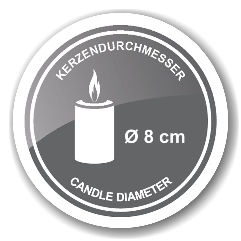 Kerzenhalter Agadir, gehämmerte cm EDZARD 8,5 hochglanzpoliertem 15 cm, aus Kerzenleuchter Höhe Edelstahl, Stumpenkerzen, Kerzenständer Silber-Optik, Ø für
