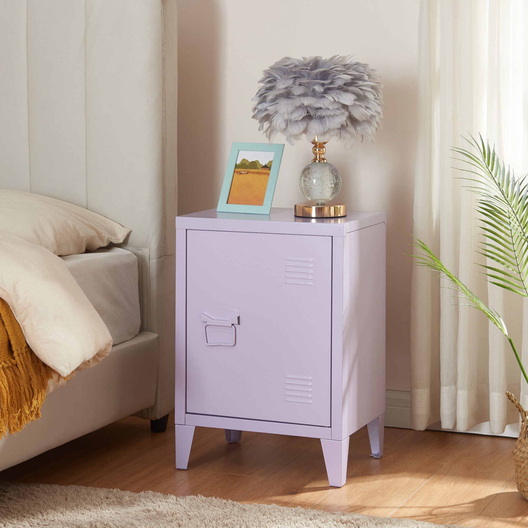 en.casa Nachtschrank (1-St) »Inari« mit Türgriff links Stahl 57 x 40 x 30 c günstig online kaufen