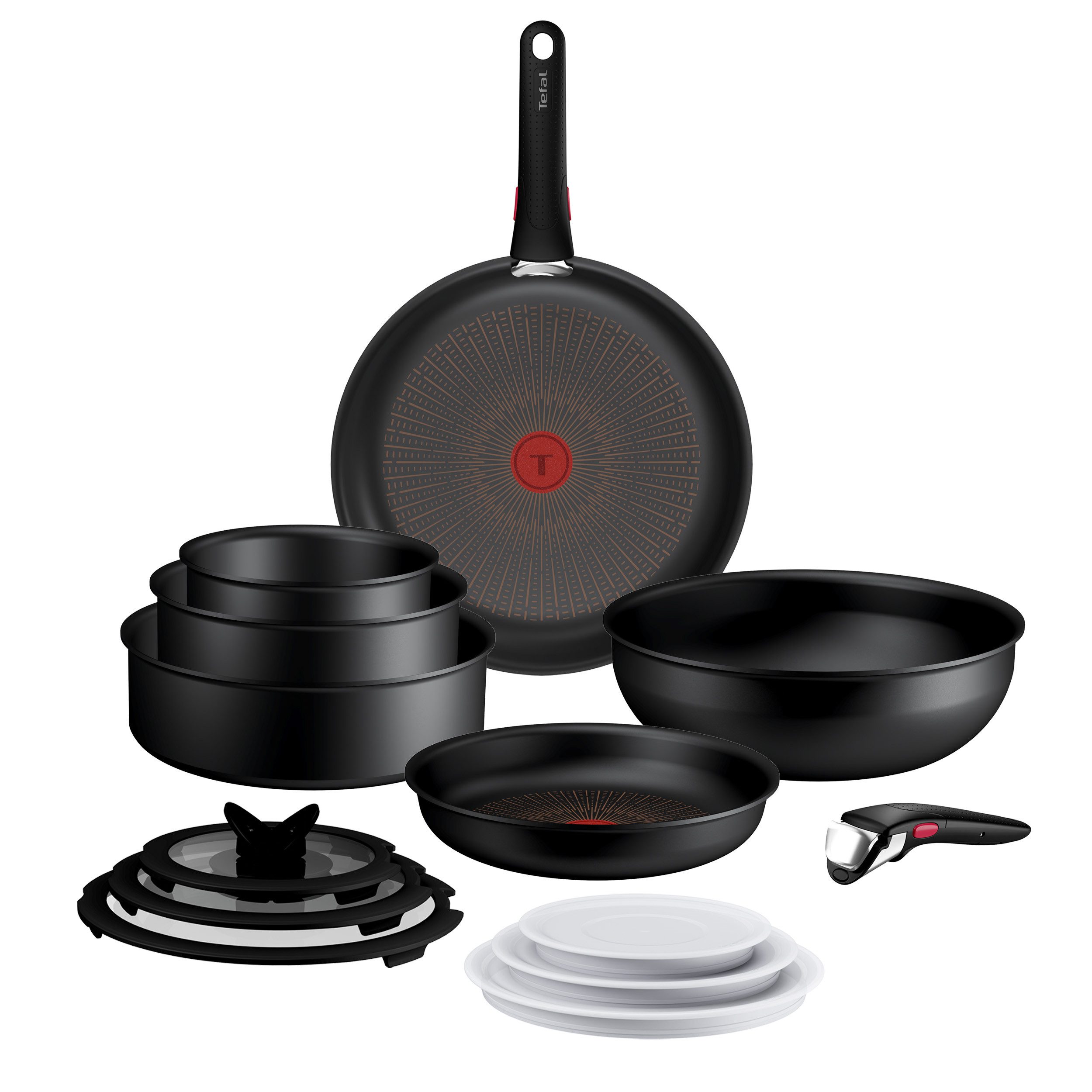 Tefal Pfannen-Set Ingenio Excellence Fusion, Aluminium (Set, 14-tlg), abnehmbarer Ingenio-Griff, Thermo-Signal, stapelbar, Induktion