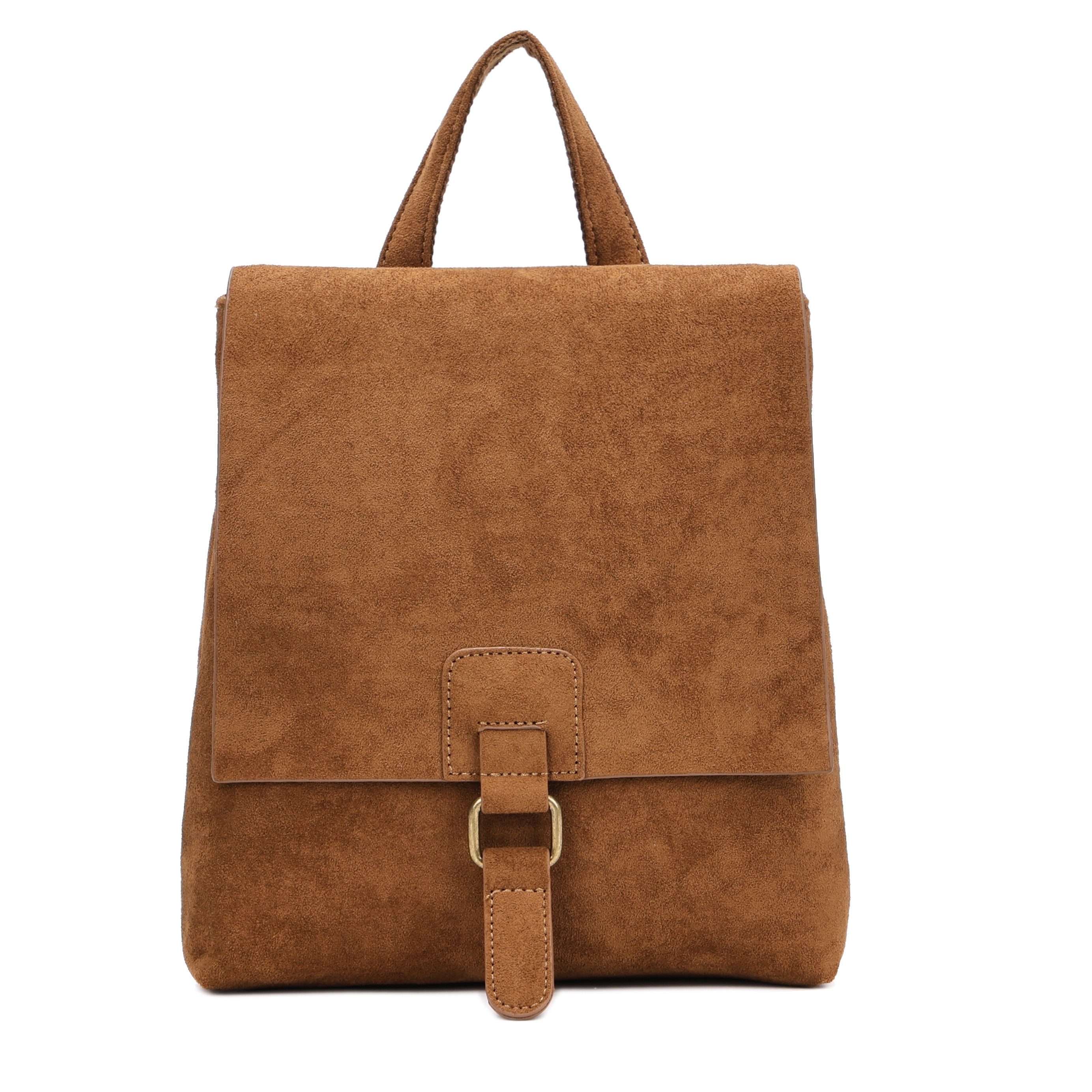 MIRROSI Tagesrucksack Damen auch als Crossbody Bag 2 in 1, Wildleder-Optik (ca. 24 x 7 x 27 cm), Cityrucksack, Daypack, Tragegriff & verstellbaren Riemen