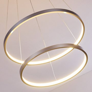 hofstein Hängeleuchte »Morrea« moderne Hängelampe in Silber, 3000 Kelvin, m. verstellbaren Ringen, Höhe max. 120cm, 46 Watt, 4828 Lumen