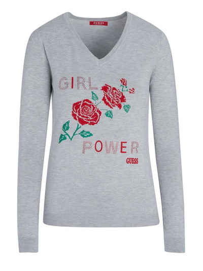 Guess Strickpullover GUESS Pullover grau
